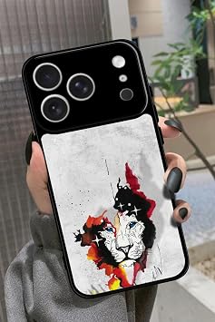 iPhone 17 Pro Max ile Uyumlu Aslan Tasar ml  Glossy Premium K l f,  ift Katmanl , Beyaz