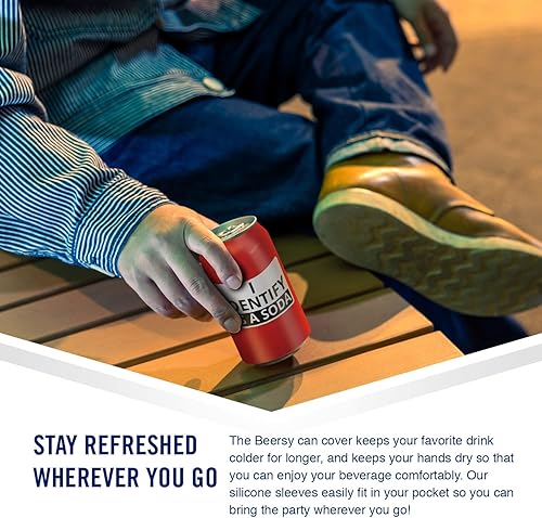 Miniatura 5 de Beersy Funda de silicona para latas de soda, funda de silicona aislada, aislante de latas multiusos, cubierta de bebida ajustada, soporte para