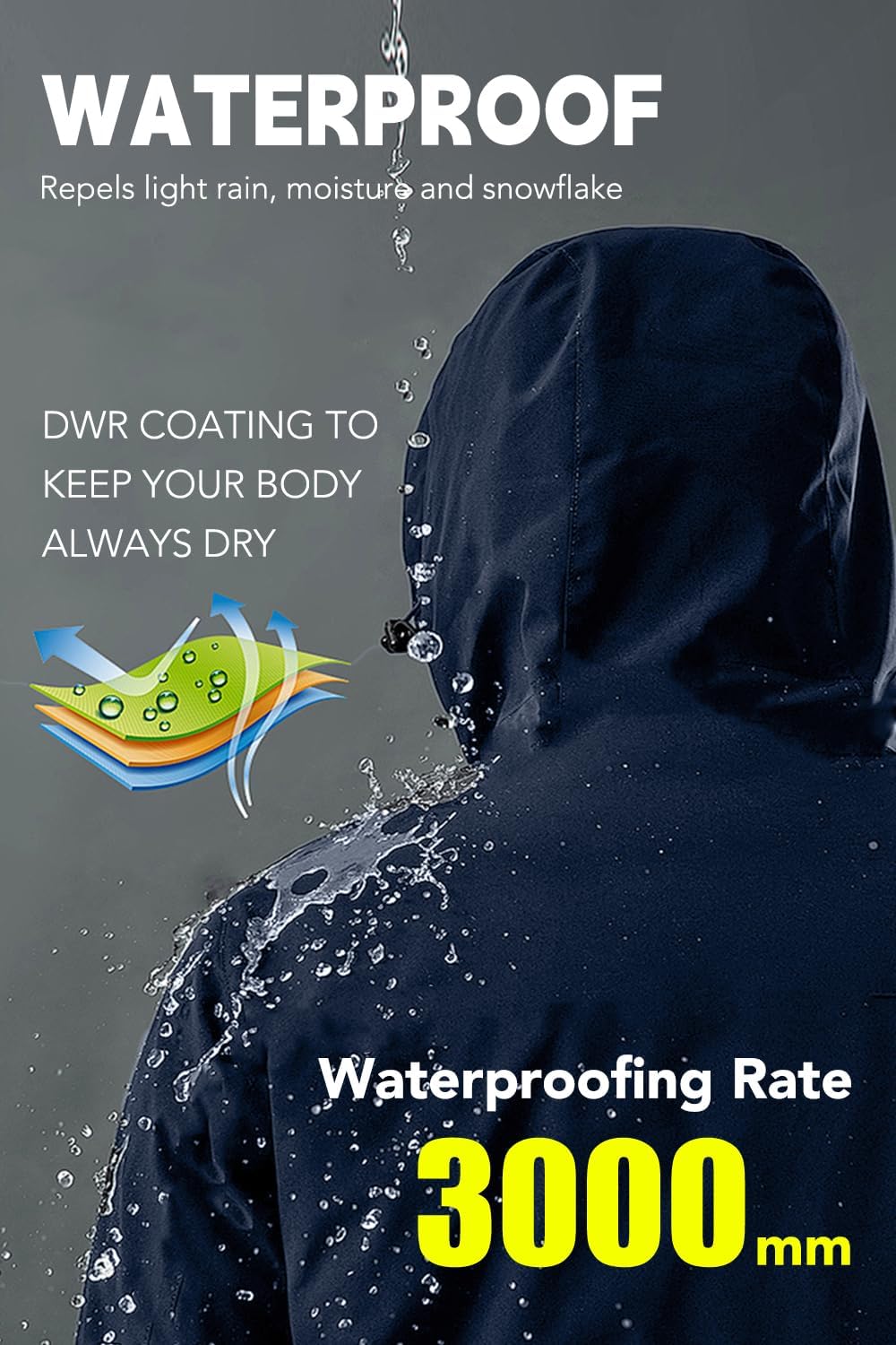 FARVALUE Men's Softshell Jacket with Hood Fleece Lined Windproof Coat Lightweight Waterproof Insulated Winbreaker for Hiking - Image 4