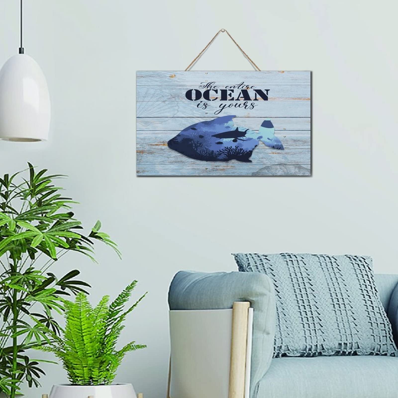 Targa in metallo con scritta Turtle Life Is Like The Ocean, decorazione da parete, 20 x 30 cm