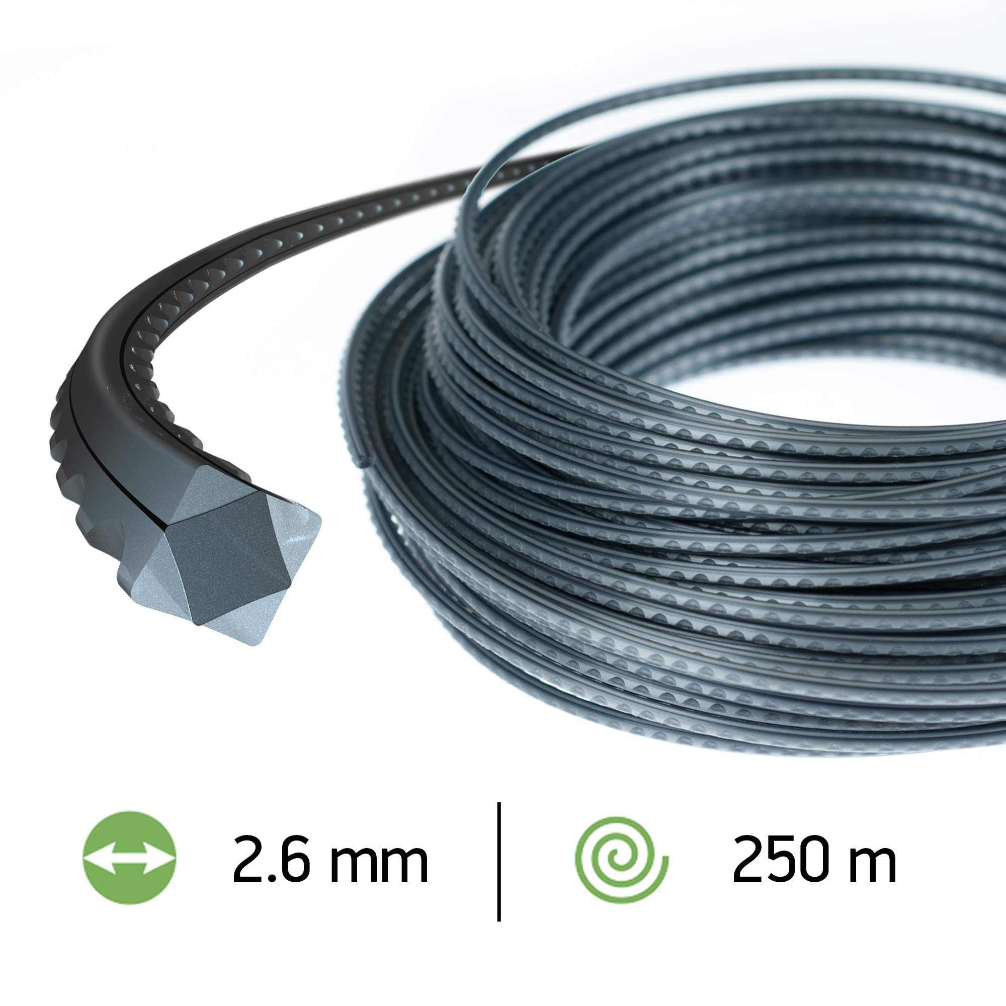 Oregon Hilo Dentado para Desbrozadora 2.65mm, Hierba, Maleza, Vegetación y más, Hilo de Nylon de Gran Resistencia, Compatible con la Mayoría de Modelos Estándar, 2.65mm x 250m (111087E)
