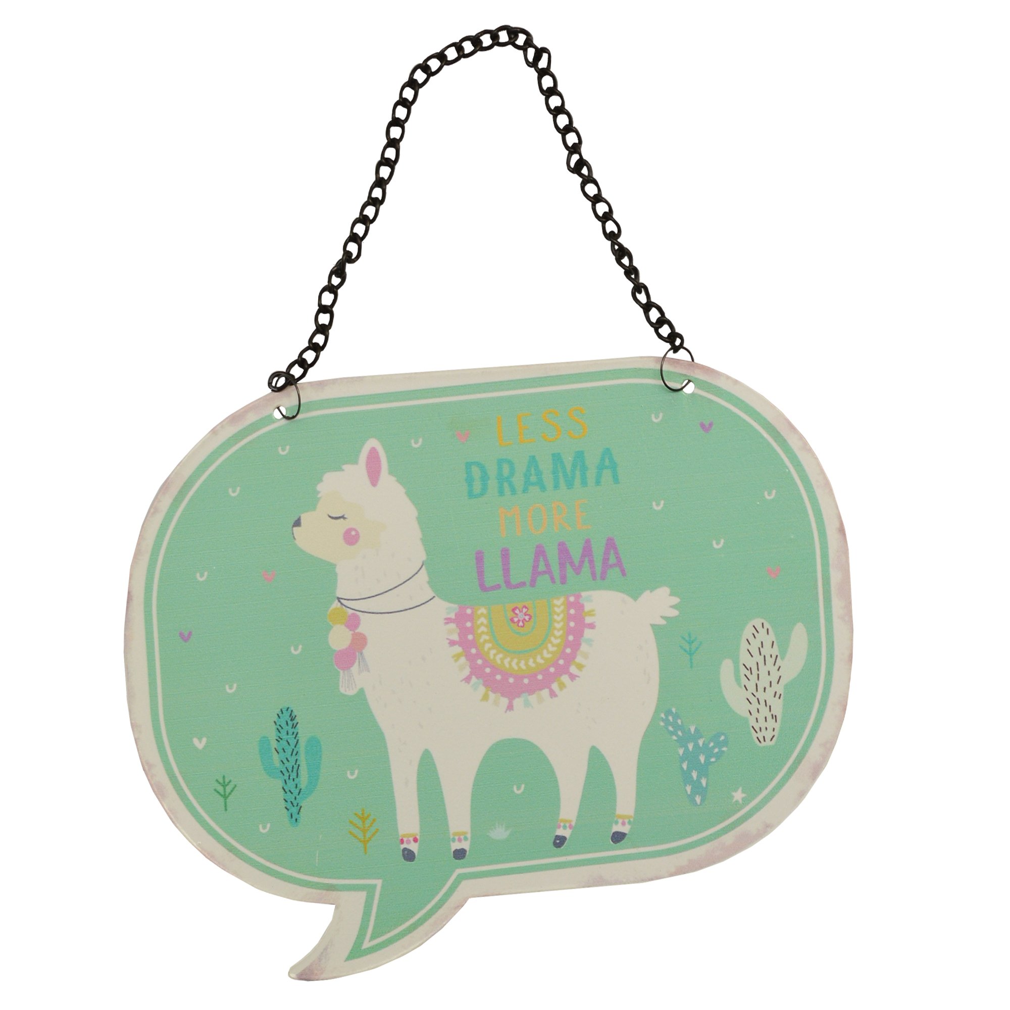 Papillon Collection Xpressions Less Drama More Llama Metal Hanging Plaque Speach Bubble Sign Fans Of Llamas