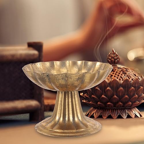 Miniatura 3 de Luxshiny Bandeja budista de metal para frutas, patrones únicos para ofrendas de templo, diseño compacto para aperitivos y almacenamiento de