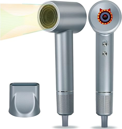 Secador de pelo con motor sin escobillas de alta velocidad de 110,000 RPM, secador de pelo iónico negativo, secador de pelo compacto de secado