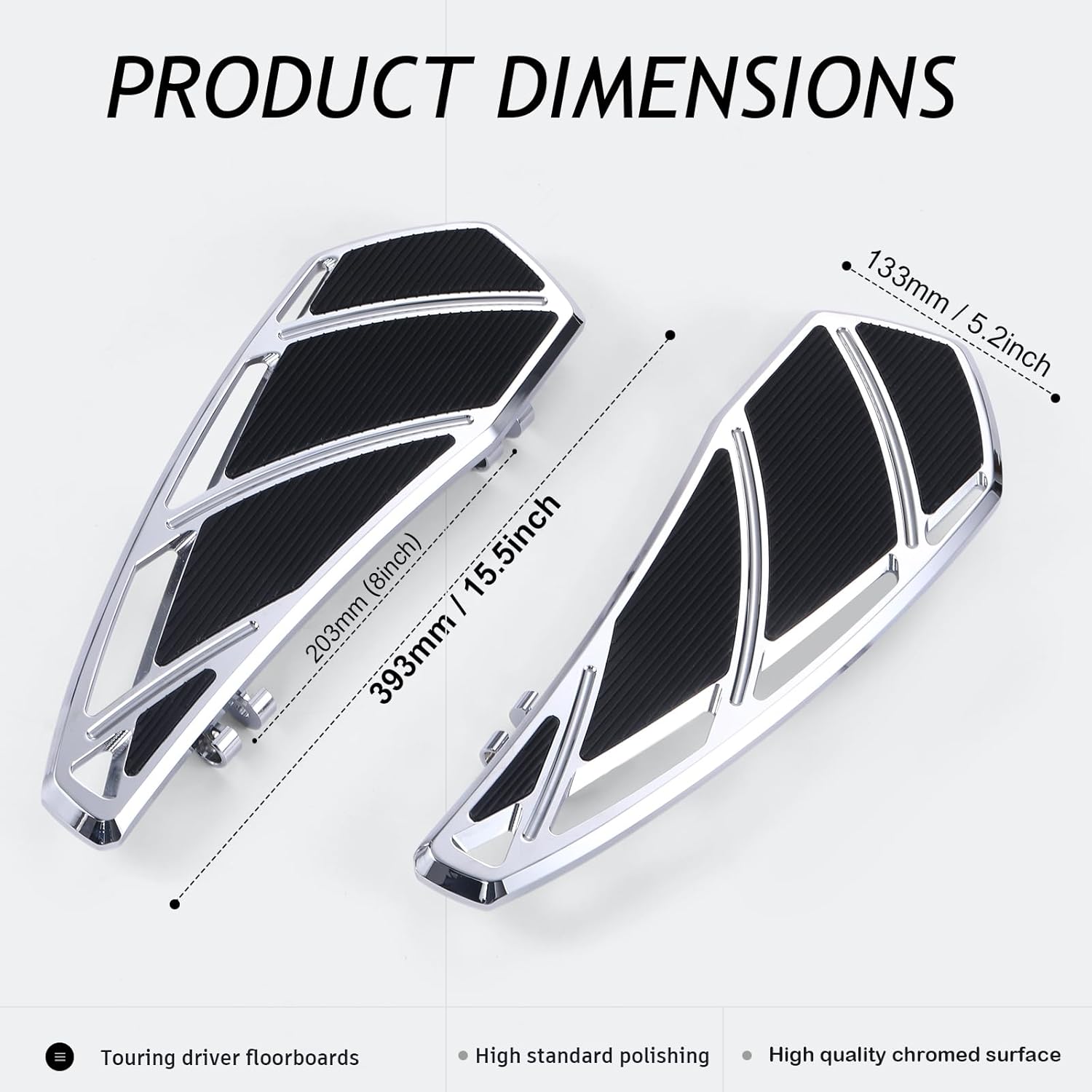 Phantom Floorboards Kit Footboards for Harley Touring Street Glide, Electra Glide, Road King, Road Glide, Softail (Chrome, 14-UP Touring Comb sets)