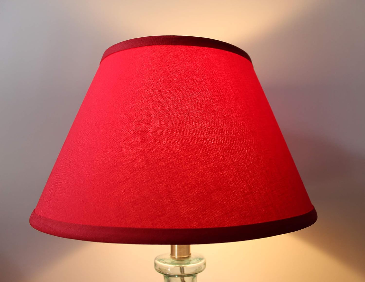 FenchelShades.com Lampshade 7" Top Diameter x 13" Bottom Diameter x 8" Slant Height with Washer (Spider) Attachment for Lamps with a Harp (Rich Red)