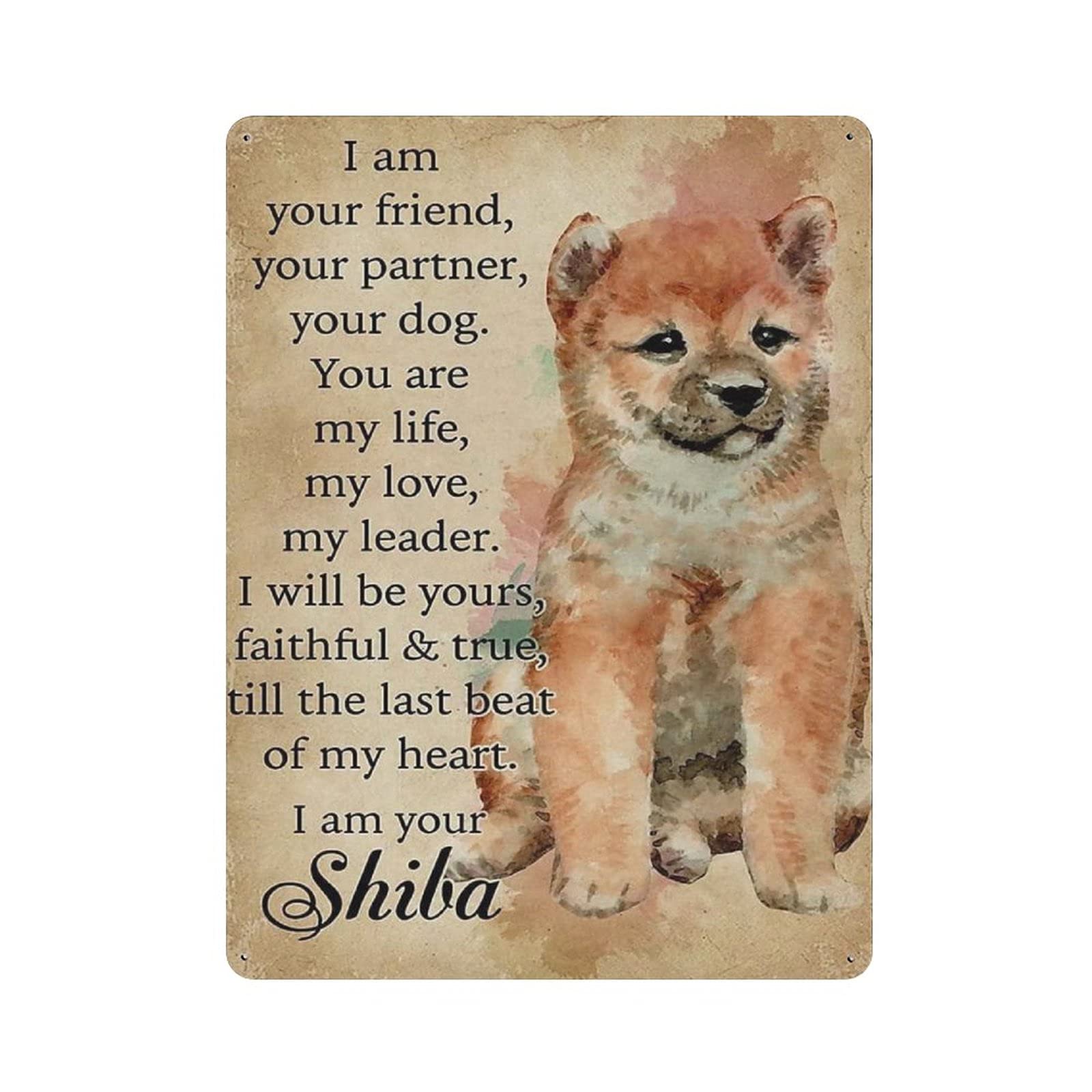 rayprint Metal Tin Sign Shila Dog Vintage Tin Poster Metal Sign Wall Decoration Country Kitchen Home Garage Decor 16"x12"