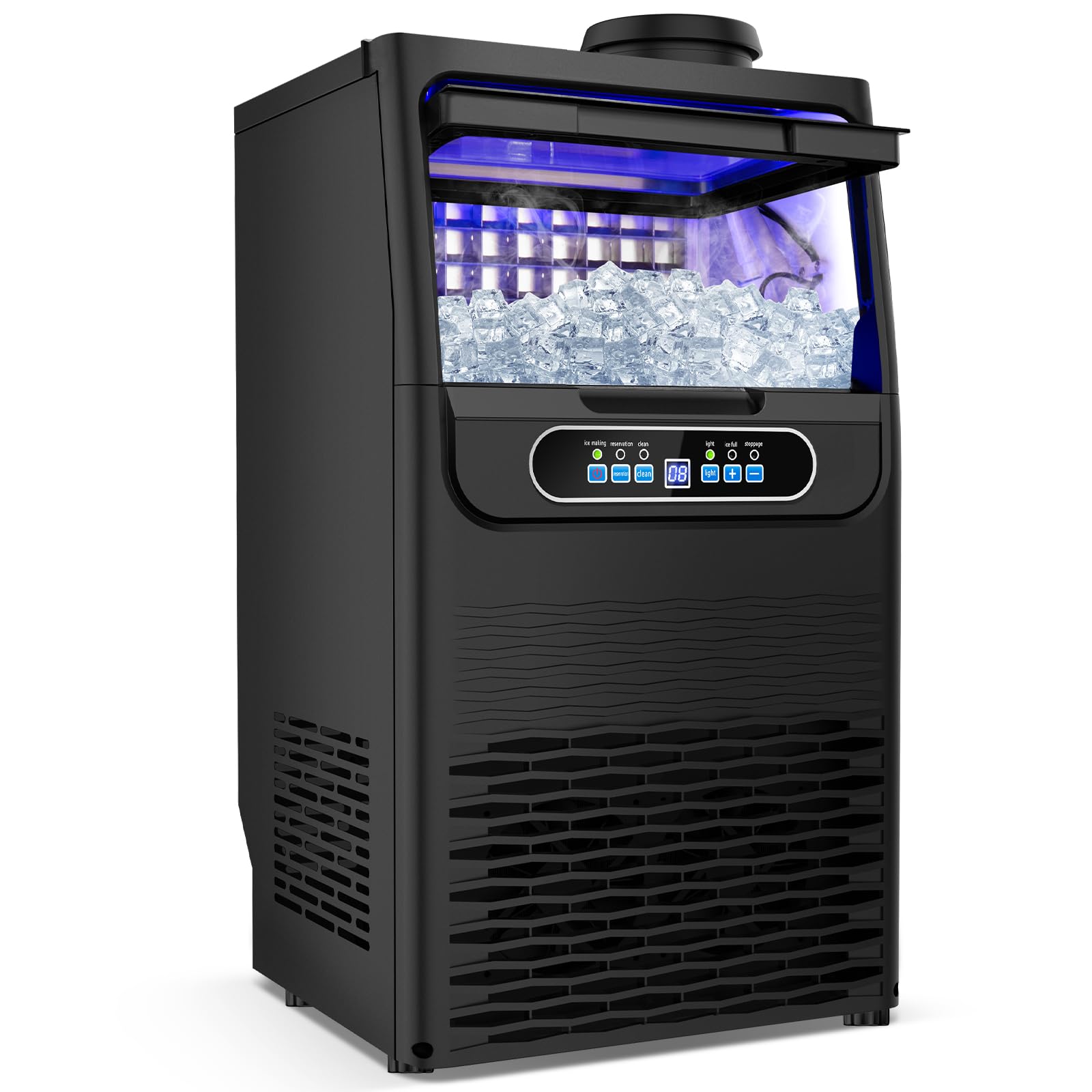 SOZT® Commercial Ice Maker Machine, 100Lbs/24H Stainless Steel Under Counter Ice Machine, 20Lbs Storage Capacity, Self-Cleaning Freestanding Ice Cube Maker for Home, Bar, Restaurant, Office