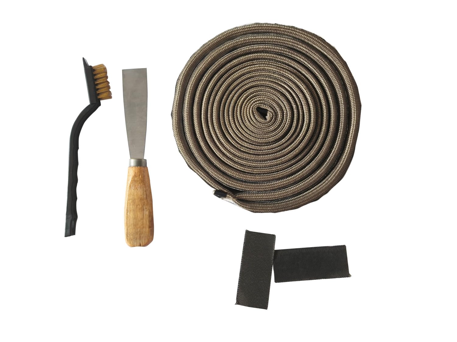 Kamado Fiberglas Dichtung Set – Selbstklebende Ersatzdichtung für Keramikgrill mit 3M Klebeband, 2 x 2 m, Schaber, Bürste & Verbindungsstücke – passend für Big Green Egg, Monolith & mehr