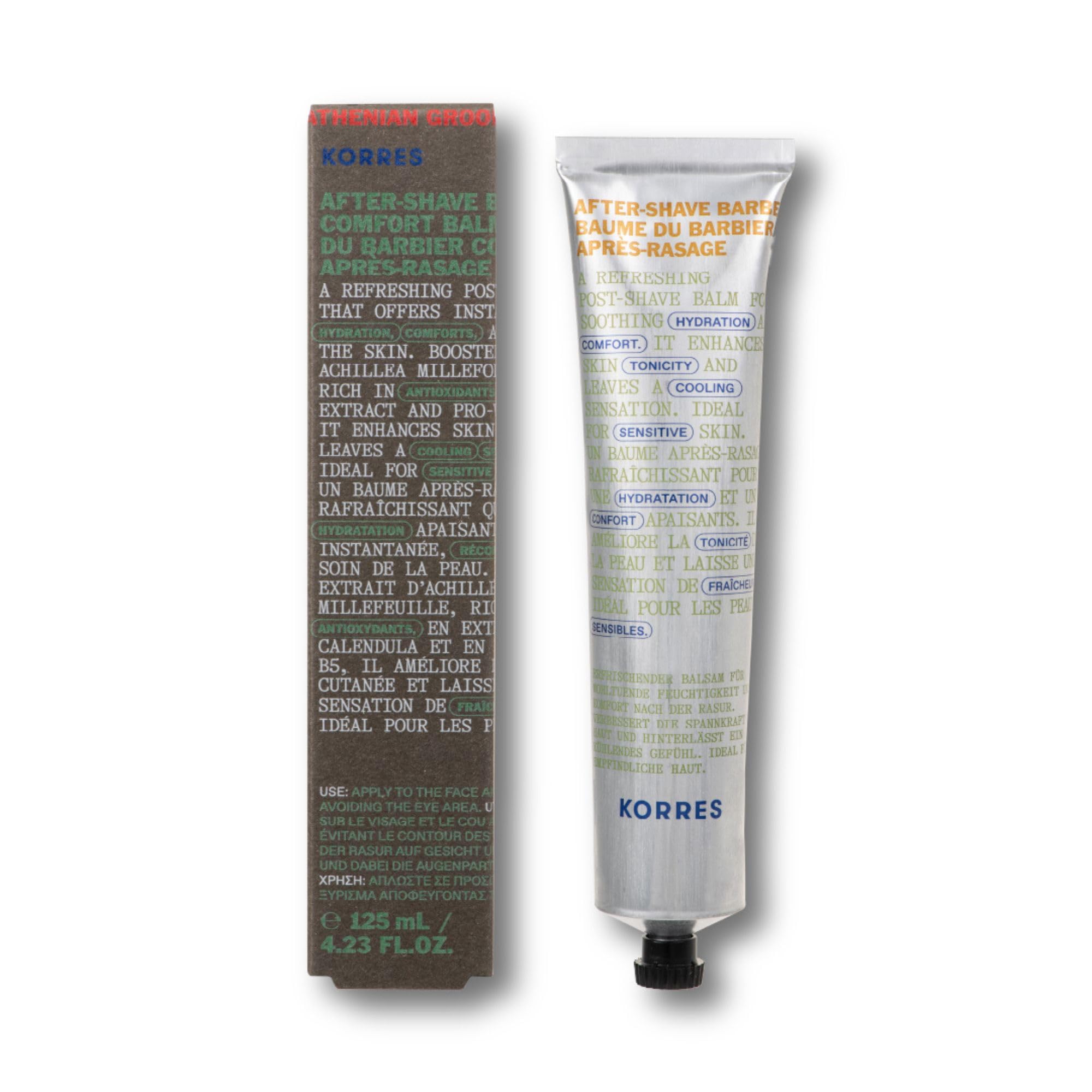 KORRES ATHENIAN GROOMING Beruhigender Aftershave-Balsam für Männer, erfrischende Pflege für die Haut nach der Rasur, wirkt feuchtigkeitsspendend, beruhigend & kühlend, 125 ml