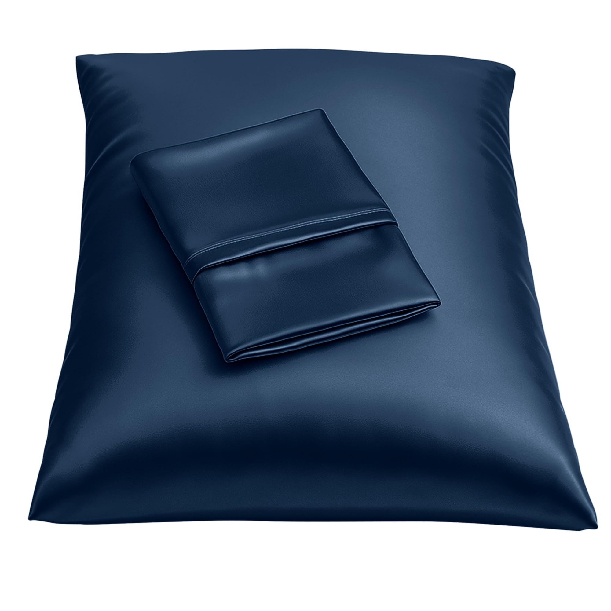 BLISSFORD Satin Pillowcase with Zipper, Like Silk Pillow Cases - Navy