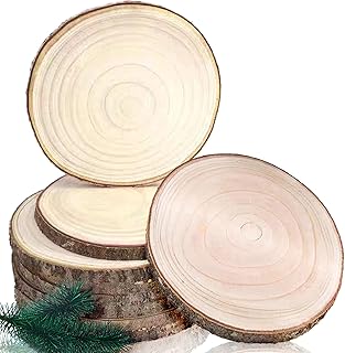 Wood Slices,Wood Slices for Centerpieces Table Decorations,Unfinished Rounds Wood for Crafts,Wood Slice for Rustic Wedding Decoration Projects, Natural Paulownia Wooden Slabs(9-10 inch 10 Pcs)