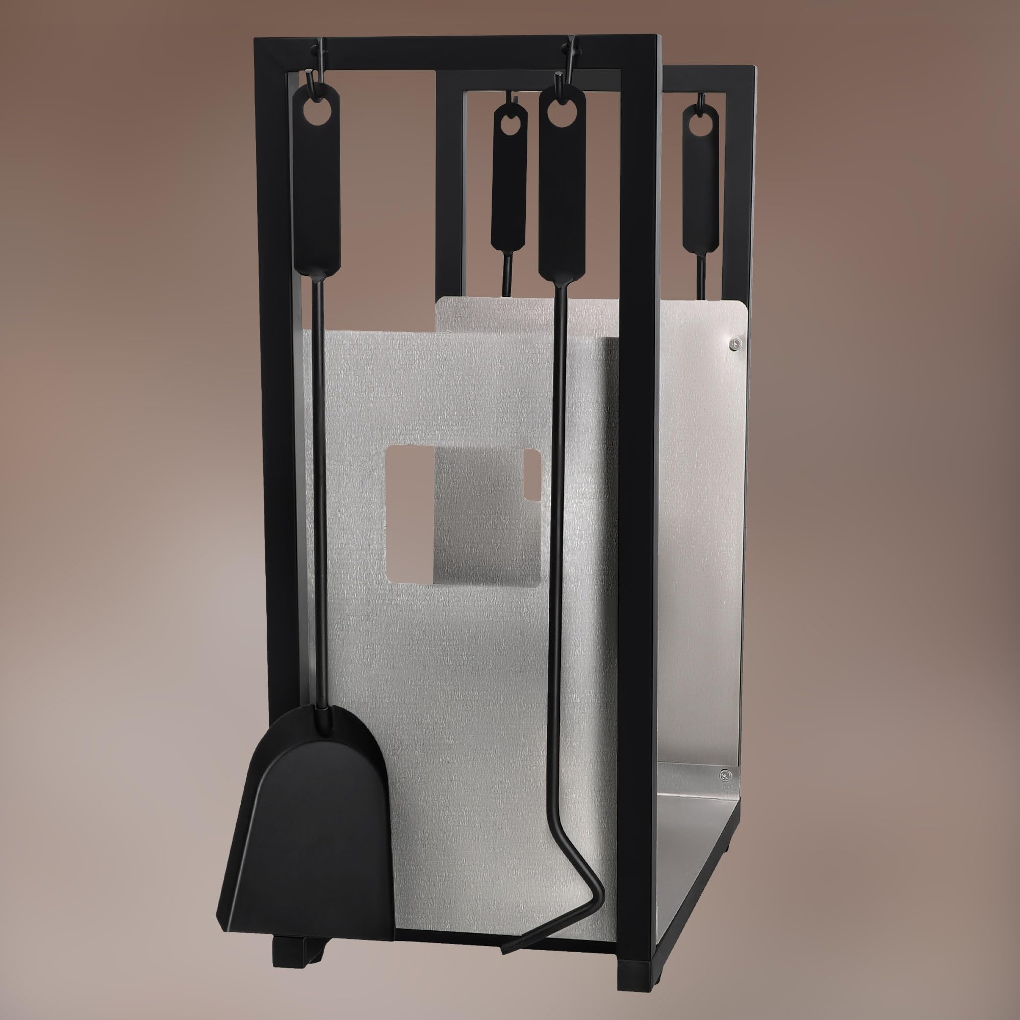 KOTARBAU® Kaminholzregal Innen Modern Ofenbesteck Kaminbesteck Schaufel Besen Kaminzange Schürhakenfür Brennholzregal Holzständer für Kaminholz Brennholzkorb Holzlager
