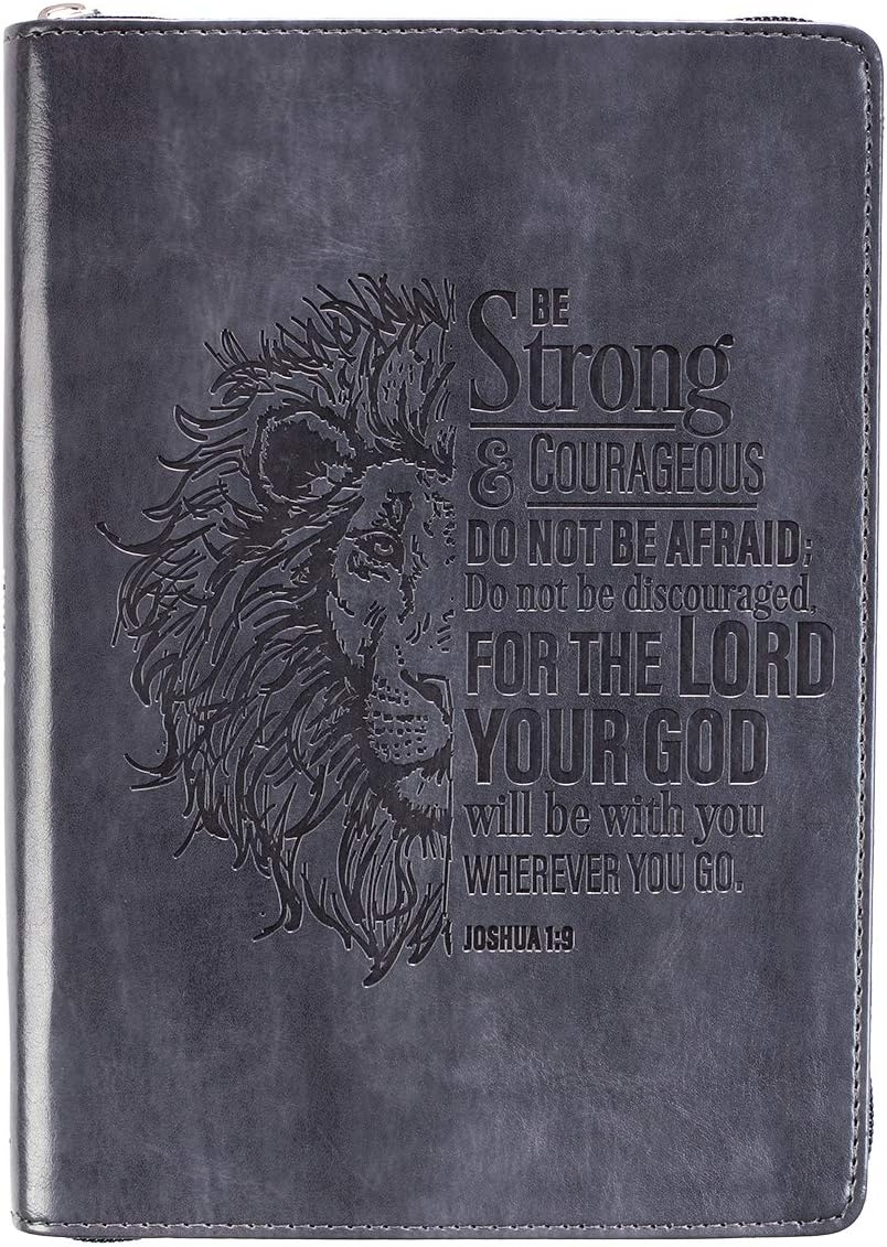 Strong & Courageous Classic Lux-Leather Zip Journal