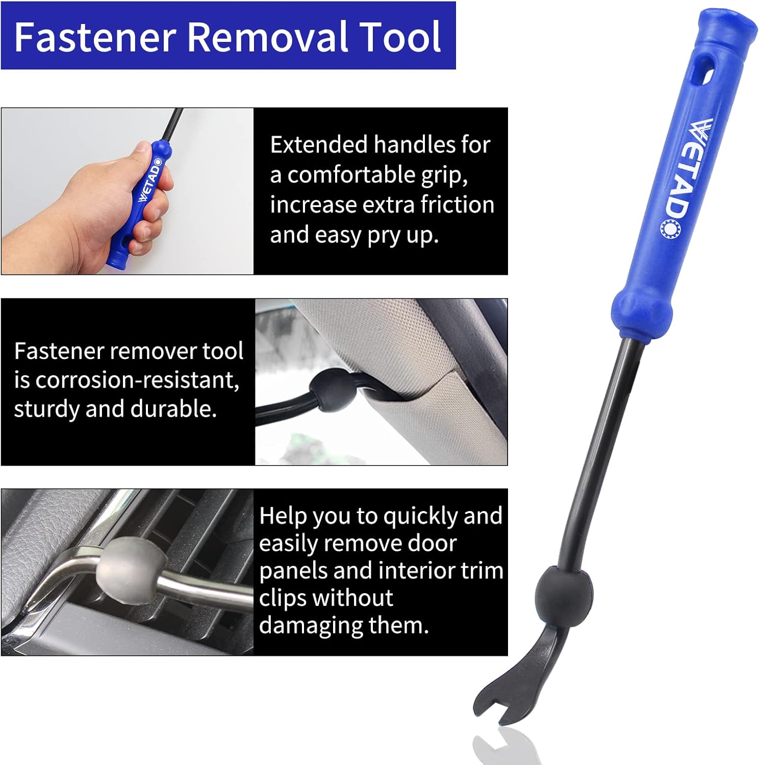 Auto Trim Removal Tool Kit, Wetado Car Panel Door Audio Trim Removal Tool Kit, 25 Pack Fastener Remover Pry Tool Set with Storage Bag for Removal of Car Door Clip Panels Fasteners (Blue)