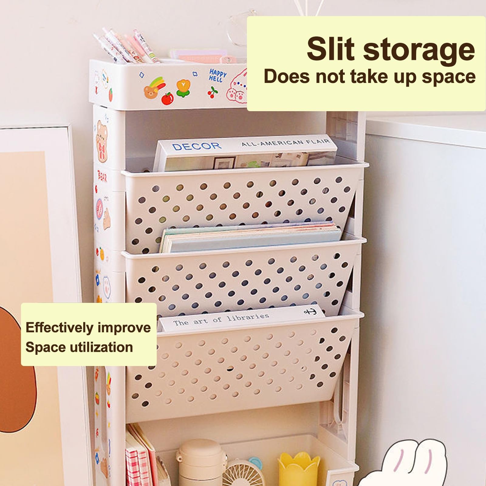 Bibliothèque Mobile à 5 Niveaux, étagère De Rangement Mobile Pour Livres Avec Roulettes Pour Maison, étude, Bureau, Salon, Salle De Classe (5 étages