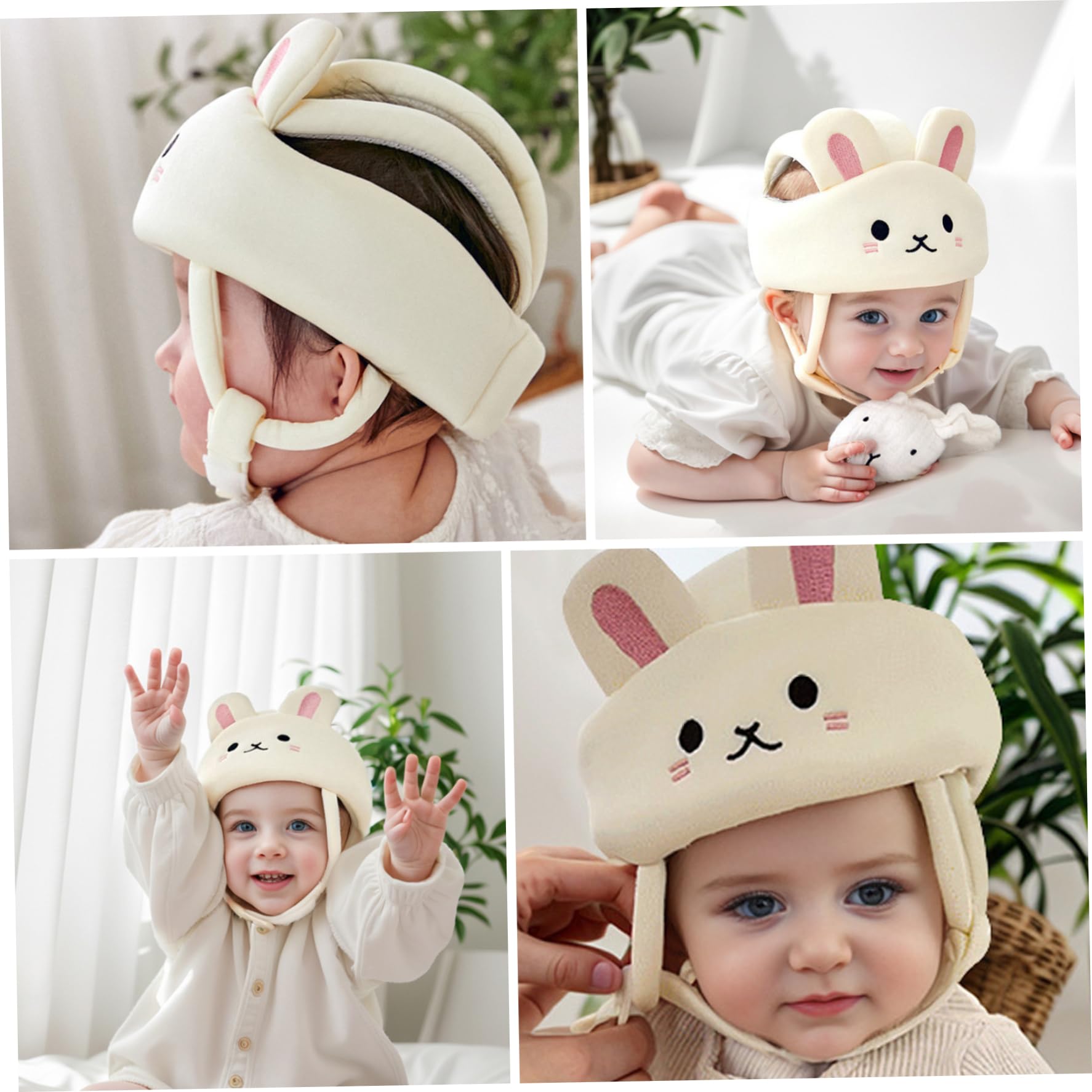 Casco de seguridad para bebés Ajustable Anti-colision suave lindo cartoon bunny baby Head Head Protector para caminar a la arrastre, casco de seguridad