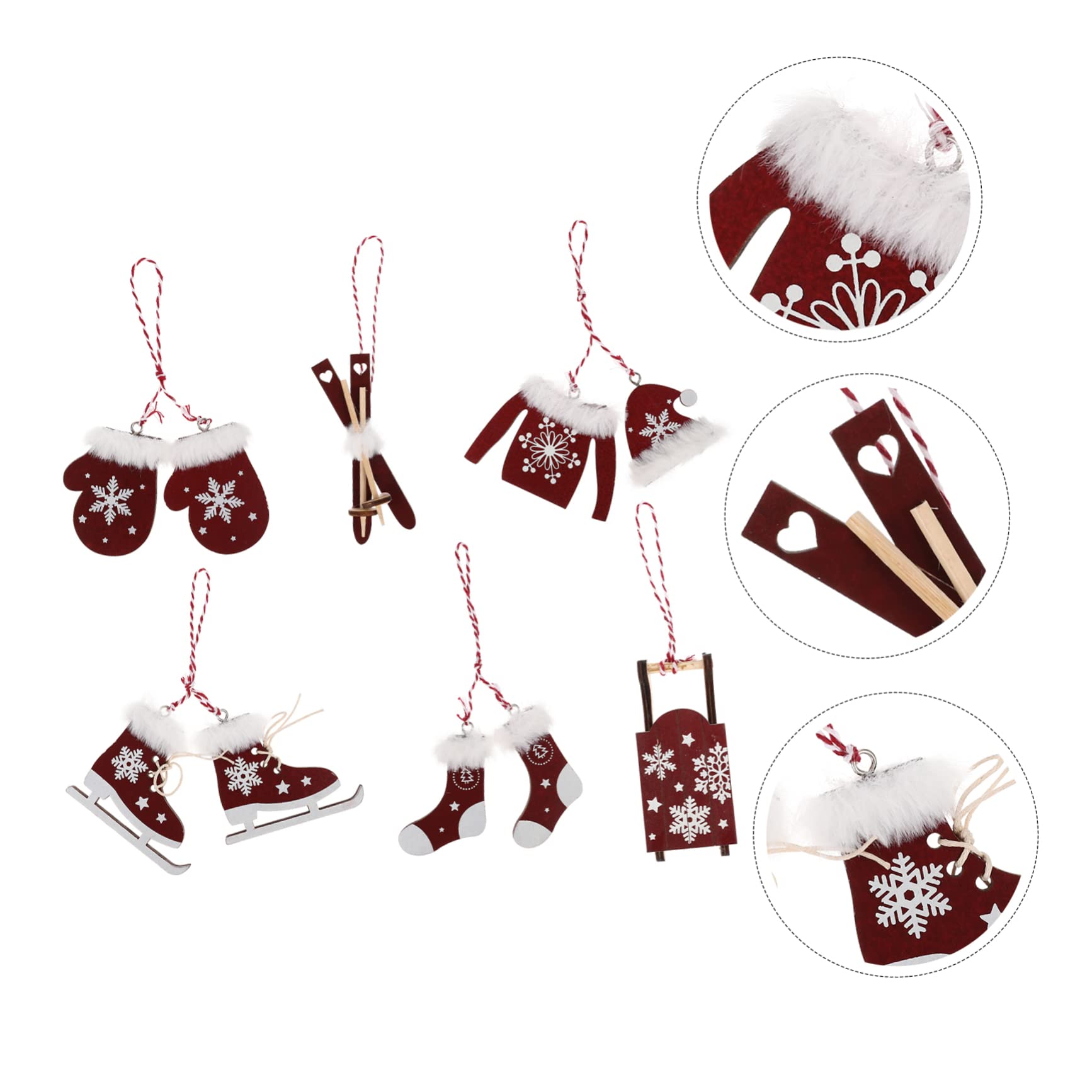 Alipis 5 Ensembles Décorations De Noël Fête De Noël Décorations De Maison Lumineuse pour La Maison Pendentif Suspendu De Ornement Suspendu De Sapin De Suspension De Fenêtre Bois