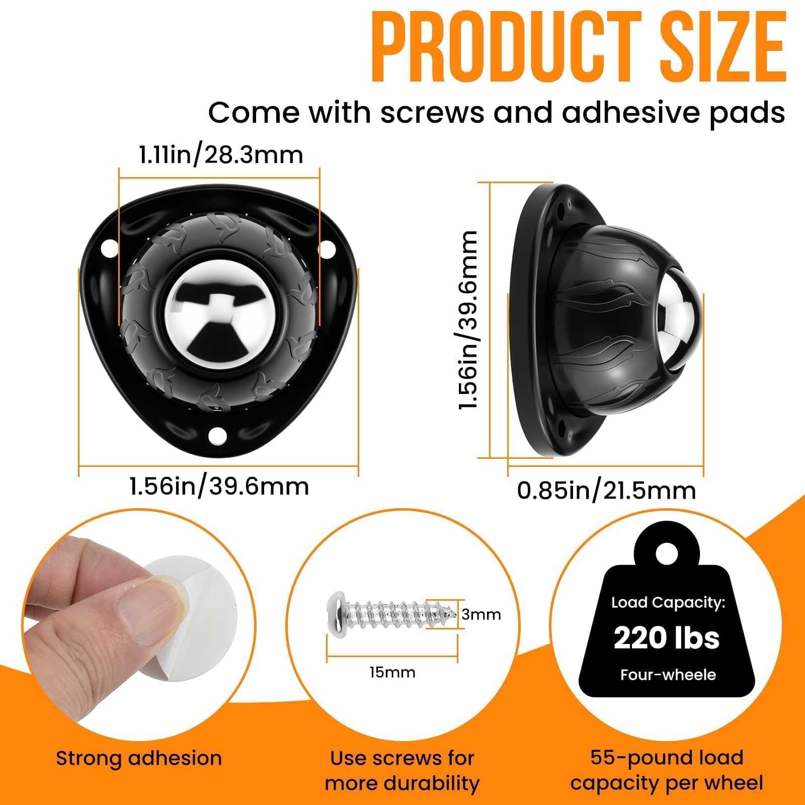 Stainless Steel Caster Wheels - 8 Pack -2 Stainless Steel Caster Wheels - 8 Pack -2
