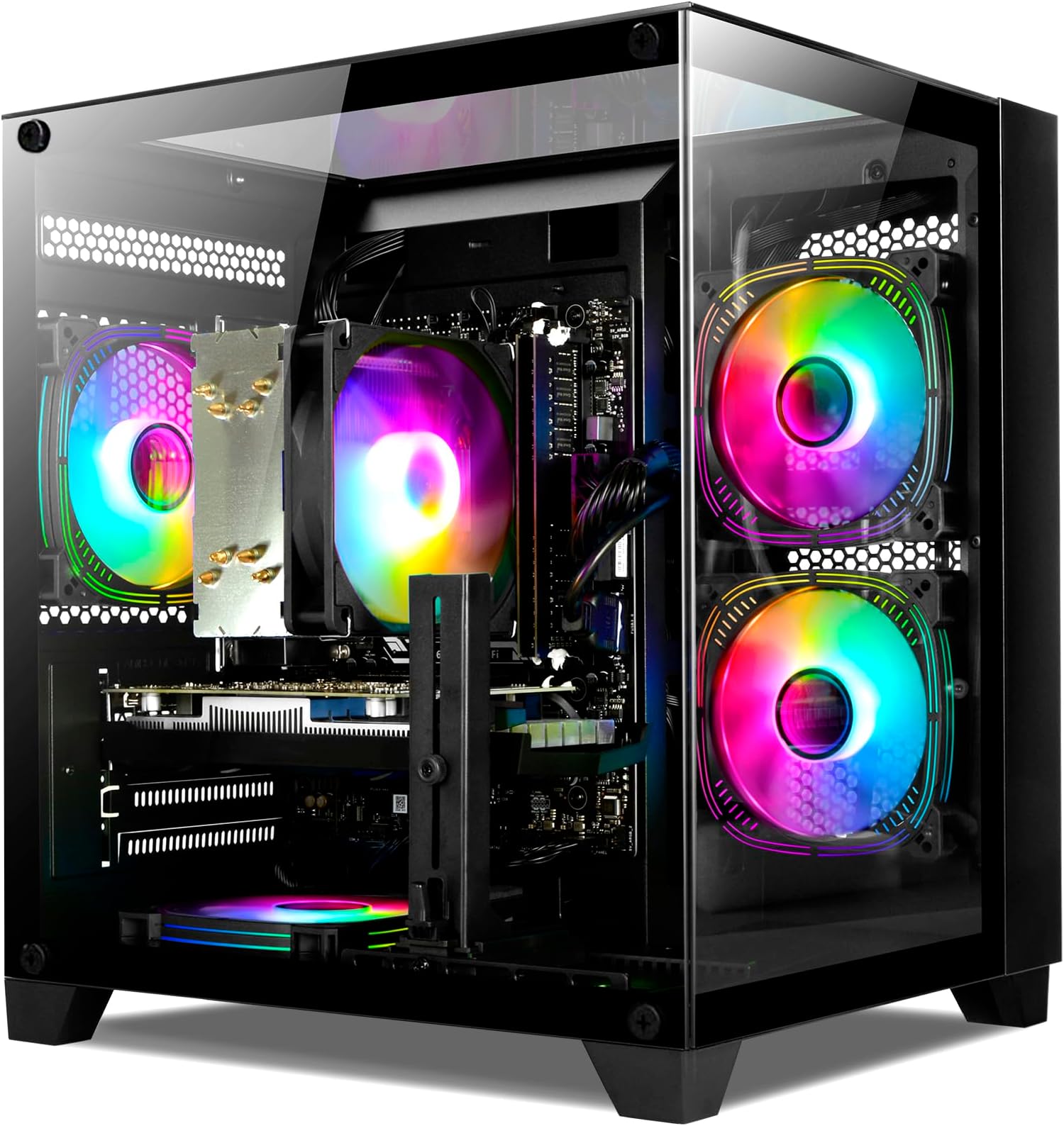 Gaming PC Desktop Intel 12th I5-12400F, 6 core 2.5GHz Desktop Computer, GeForce RTX3050, 32G DDR4 RAM, 1TB NVME SSD, Tower Computer for Gaming, Home and Office (Black)
