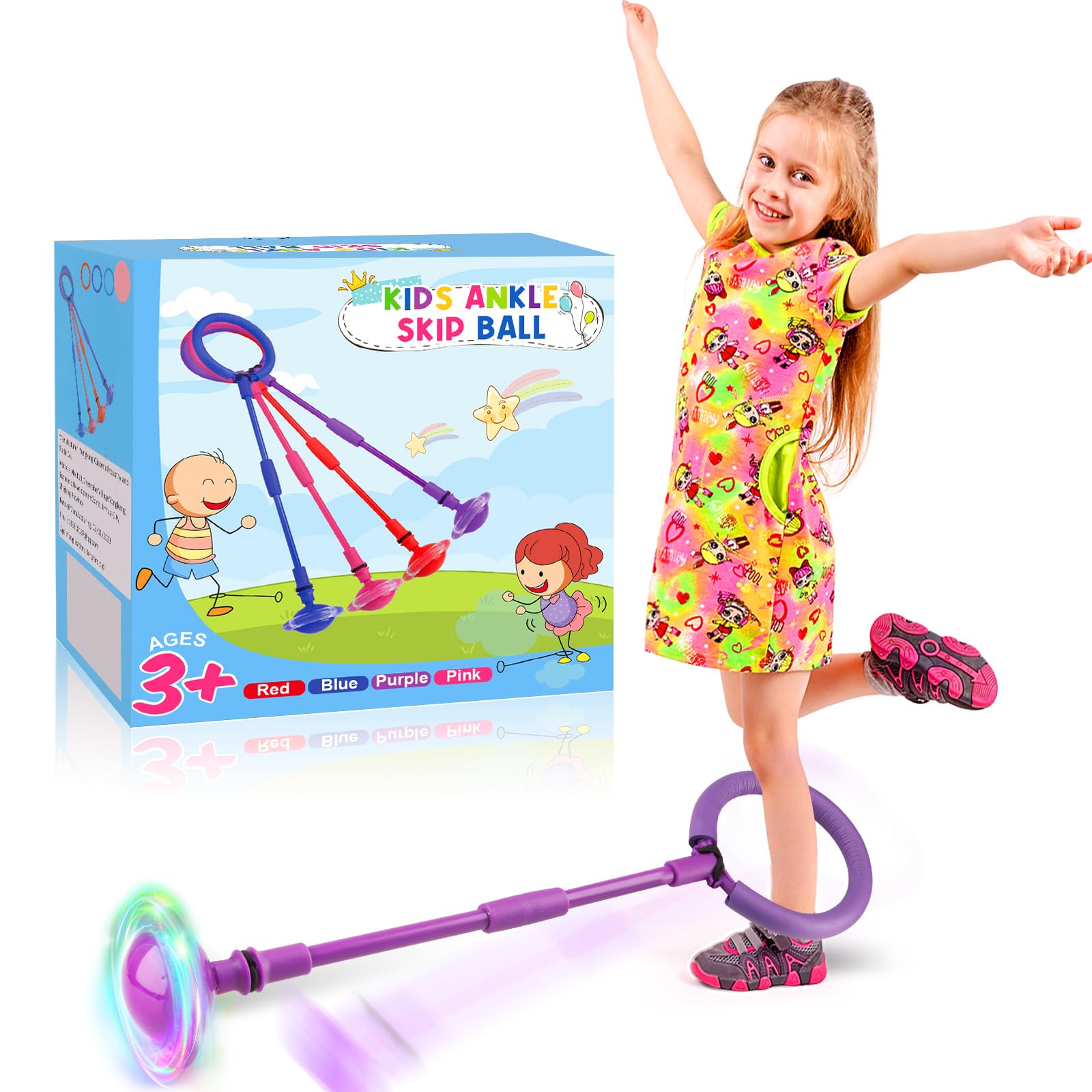 YOTOY Ankle Skip Ball for Kids Toys Age 5 6 7 8 Years Old, Skip It for