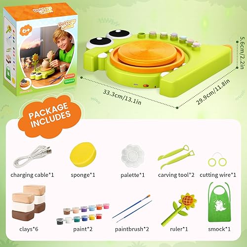 Miniatura 7 de HAYXUN Kit de rueda de cerámica de dinosaurio para niños, kit de artes y manualidades, juguetes para niños y niñas, kit de herramientas de rueda de