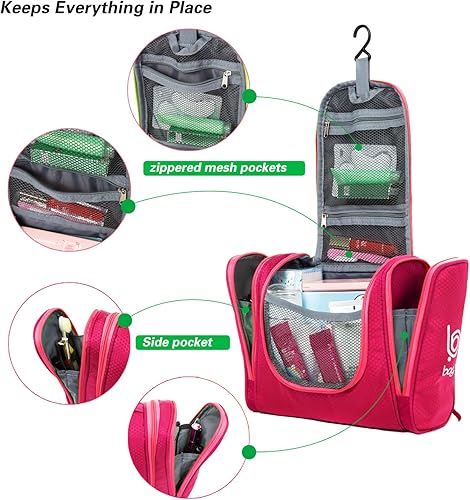 Miniatura 6 de Bolso para colgar para artículos de tocador, maquillaje y cosméticos, de viaje, para hombre y mujer, Rosado), ShowerBag-Pink