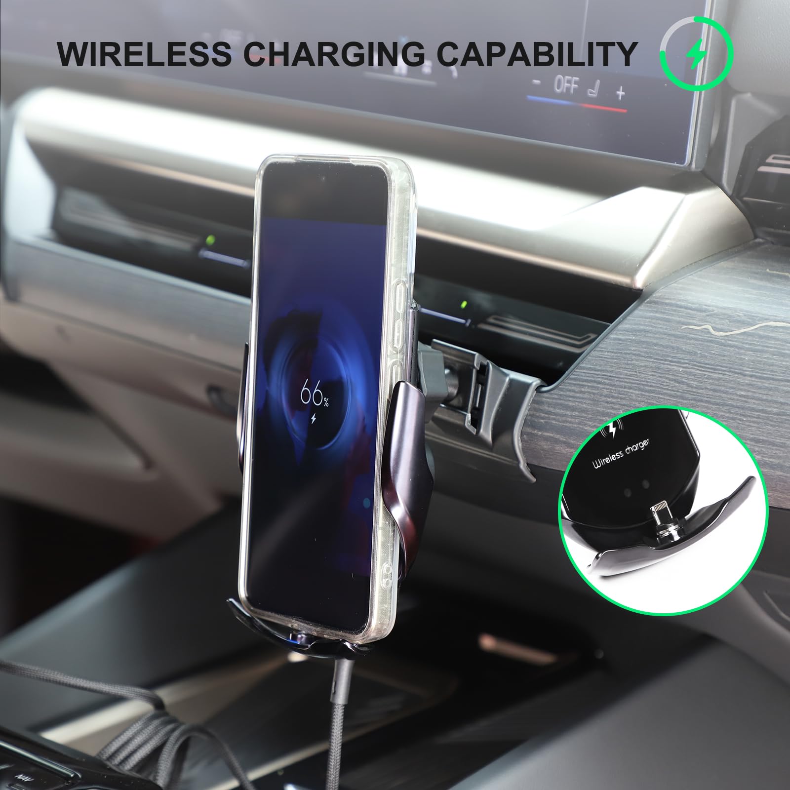 Soporte de teléfono móvil para coche compatible con Auto-B 5 (G60/G61) a partir de año de fabricación 2024 – Clip para rejilla de ventilación – Cabezal esférico modelo A Carga Inalámbrica