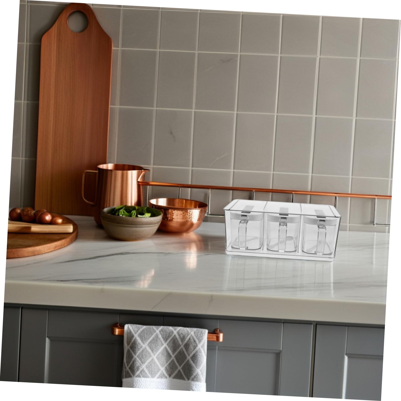 UKCOCO Boîte à Épices Transparente avec Couvercle en Pet, Rangement Multifonctionnel Mural Cuisine, Design Simple et Élégant, Set de D'assaisonnement