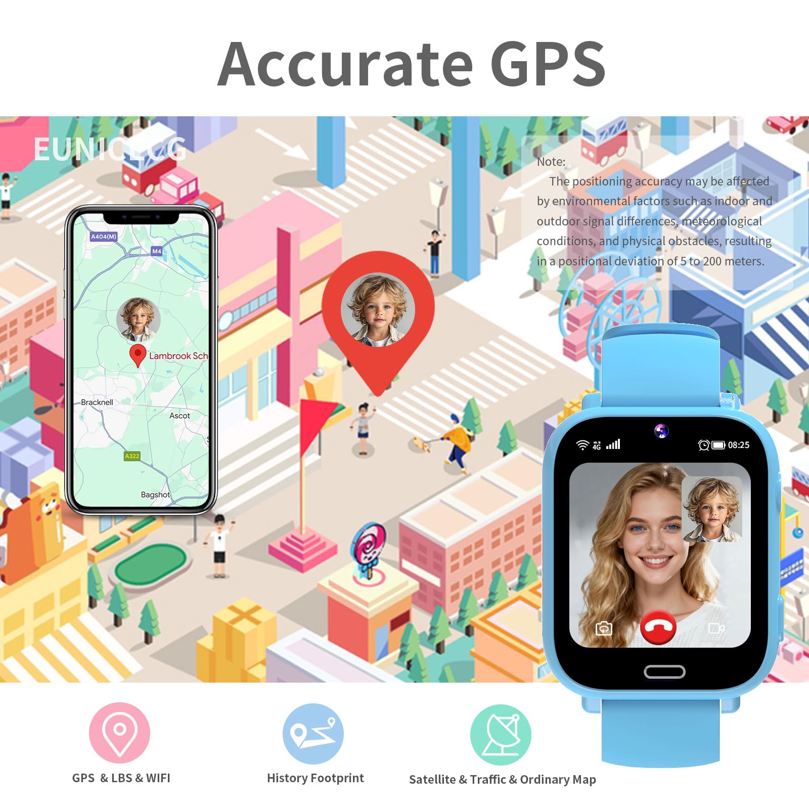 4G Smartwatch dla Dzieci z GPS Lokalizować Połączenie Wideo Telefony Model Klasy Czat Głosowy Gry Budzik SOS Kalkulator - Zegarek dla Dziecka Chłopców Dziewcząt Urodziny Prezenty