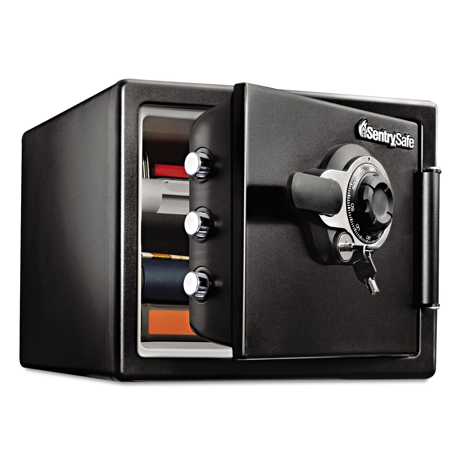 SENTRY SFW082DTB Fire-Safe 0.8 Cu. Ft. Combination with Key, 16 3/8 x 19 3/8 x 13 3/4, Black