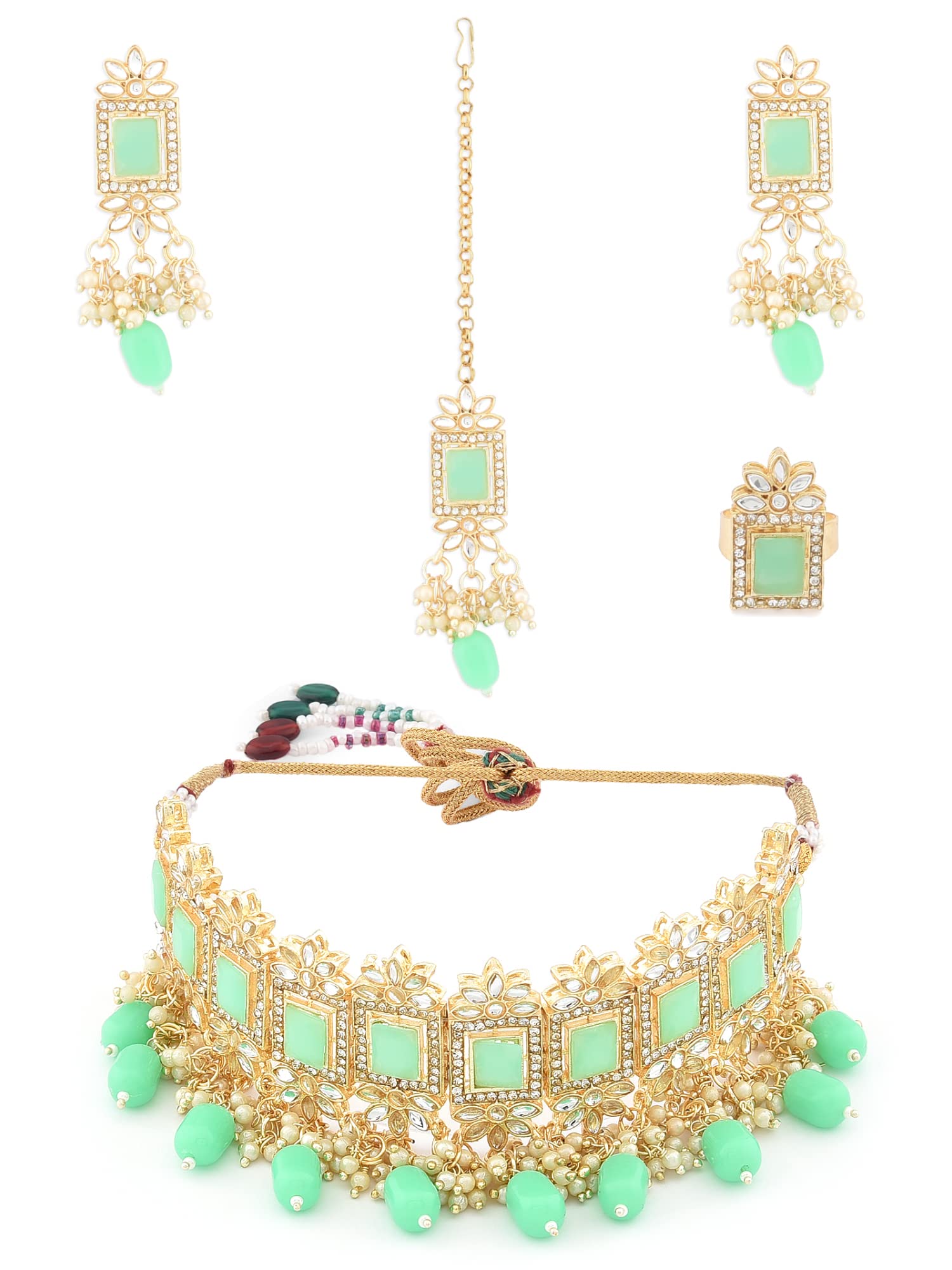 See full amazon price history chart for ZAVERI PEARLS Green Stones & Beads Ethnic Choker Necklace Earring Maangtikka & Ring Set For Women-ZPFK12235 ZAVERI PEARLS Green Stones & Beads Ethnic Choker Necklace Earring Maangtikka & Ring Set For Women-ZPFK12235 (B09X14GKWB) Amazon Price History, Amazon Price Tracker