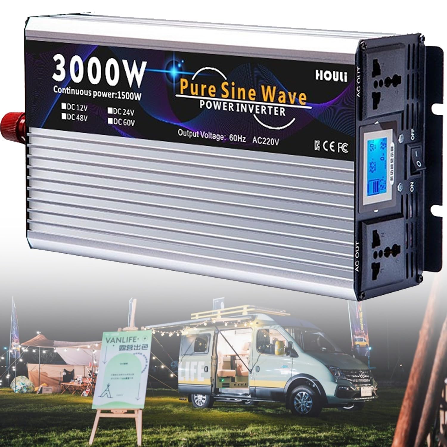Inverter a onda sinusoidale pura 3000W 4000W 5000W 6000W 7000W Inverter di potenza a onda sinusoidale pura Inverter solare per auto Convertitore di tensione DC 12V 24V 48V 60V a CA 220V Convertitore