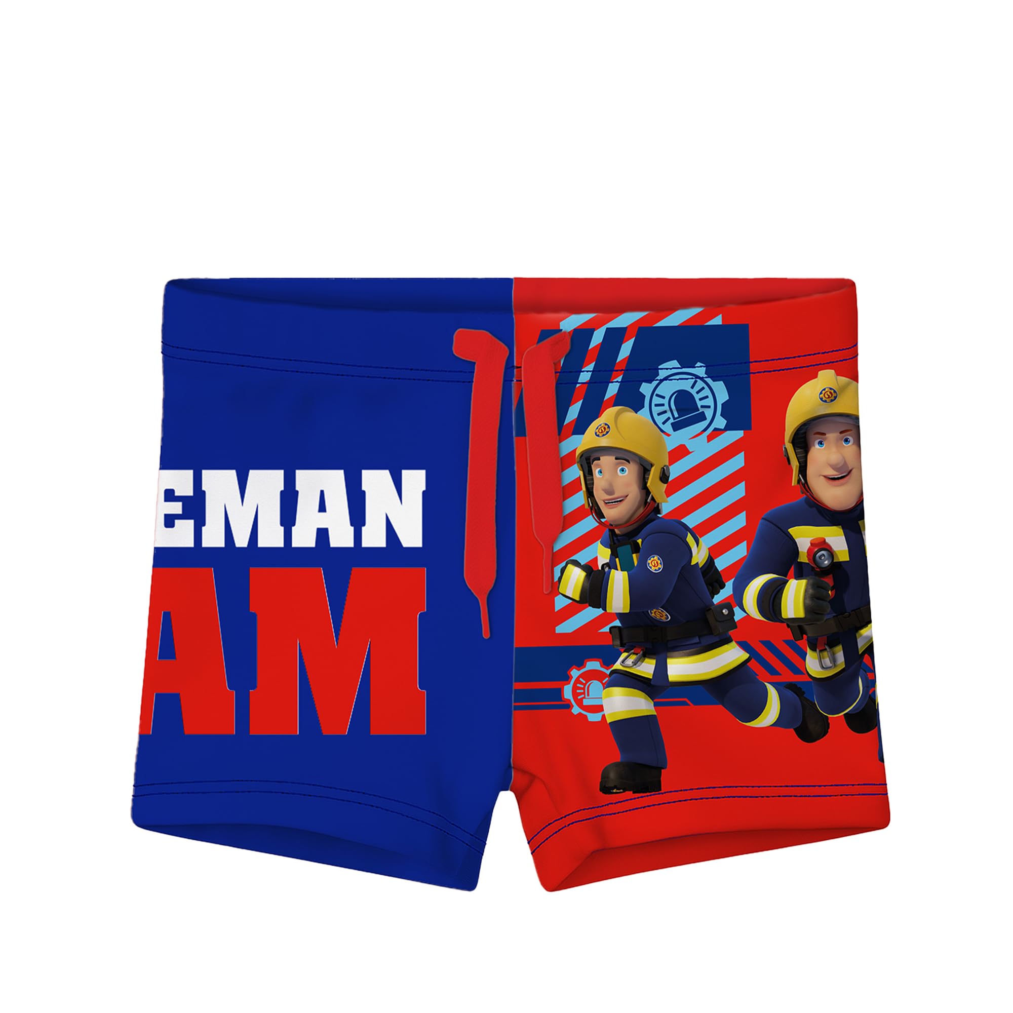 United Labels Feuerwehrmann Sam Badehose für Jungen, Blau Rot, Badeshorts Kinder, Schwimmhose