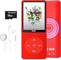 Vista 8 de Reproductor de MP3, reproductor de música con tarjeta micro SD de 16 GB, altavoz integrado/foto/reproducción de video/radio FM/grabadora