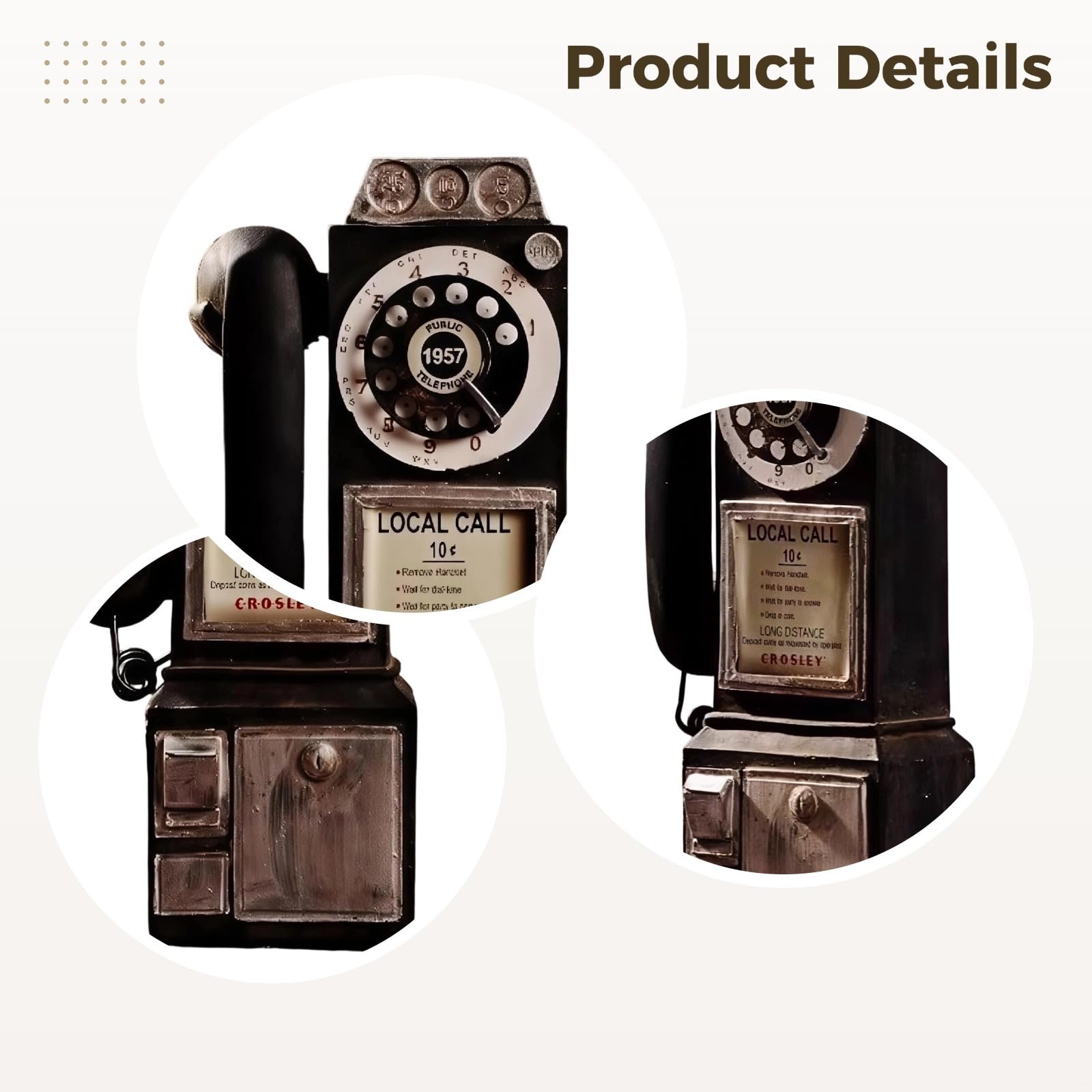 Czarny telefon ścienny w stylu vintage, retro telefon z lokalnymi połączeniami i etykietami dalekiego zasięgu, idealny dla kolekcjonerów nostalgii