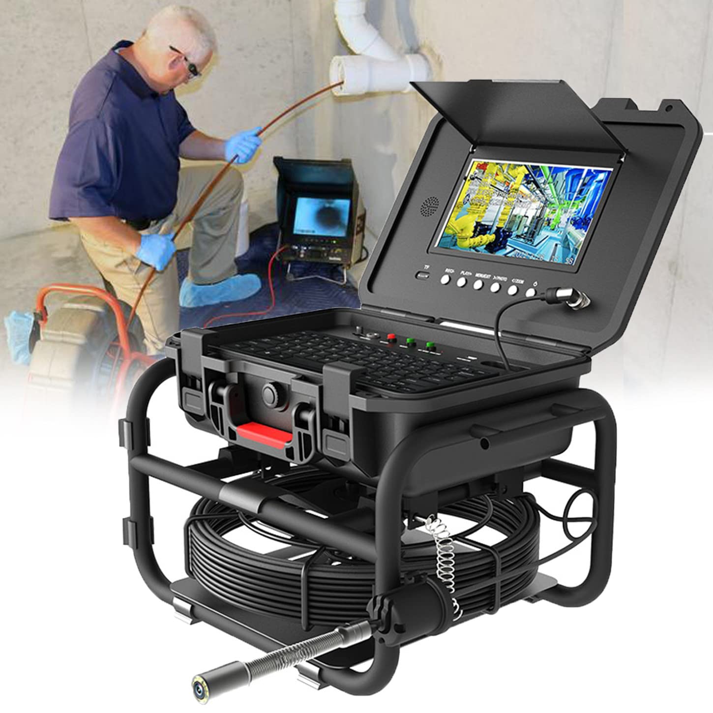 Telecamera endoscopica, ispezione industriale HD 1080P, impermeabile IP68 con cavo da 30 m, autolivellante per uso professionale