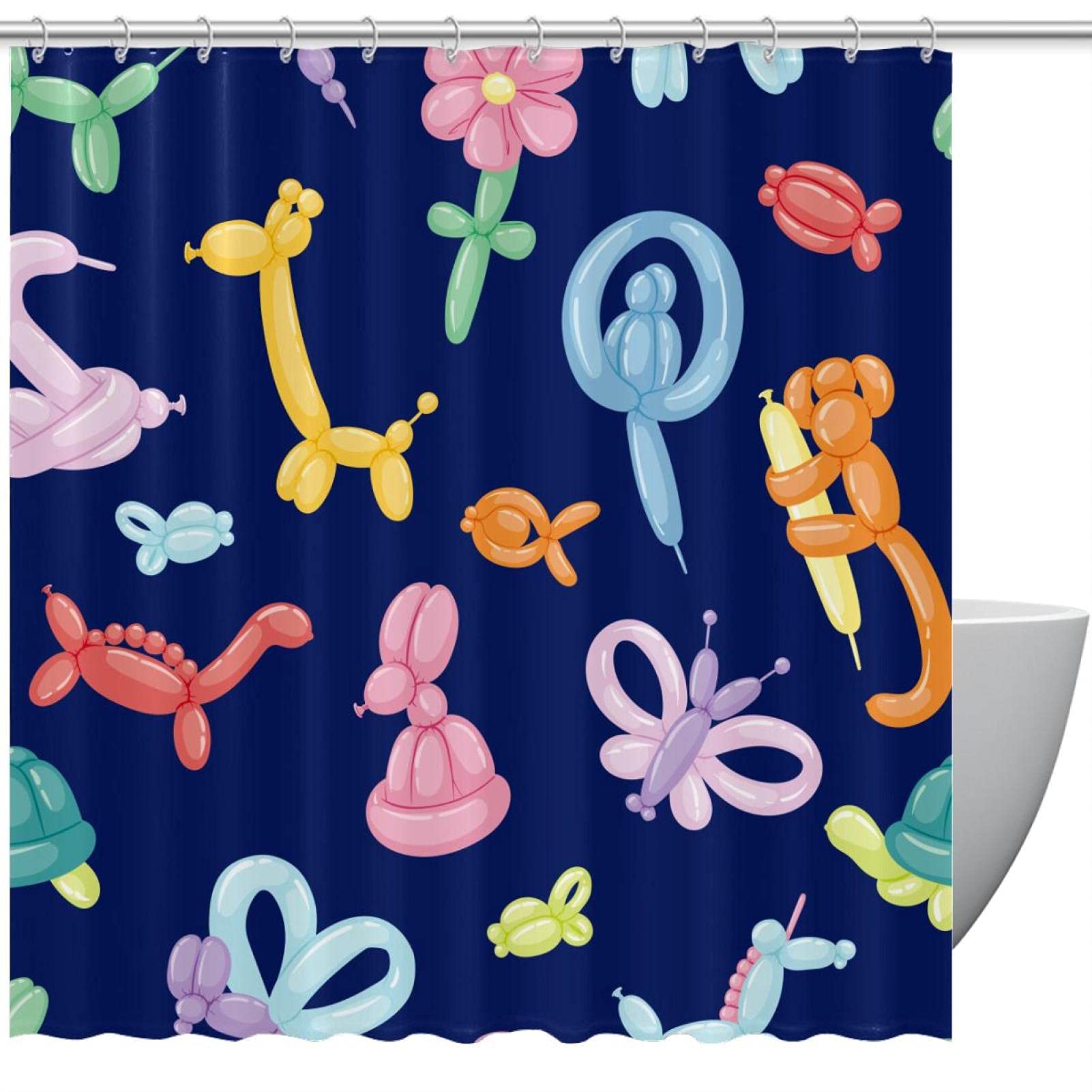 Rideau de douche pour salle de bain 72x72 avec motif fleurs et chien mignon