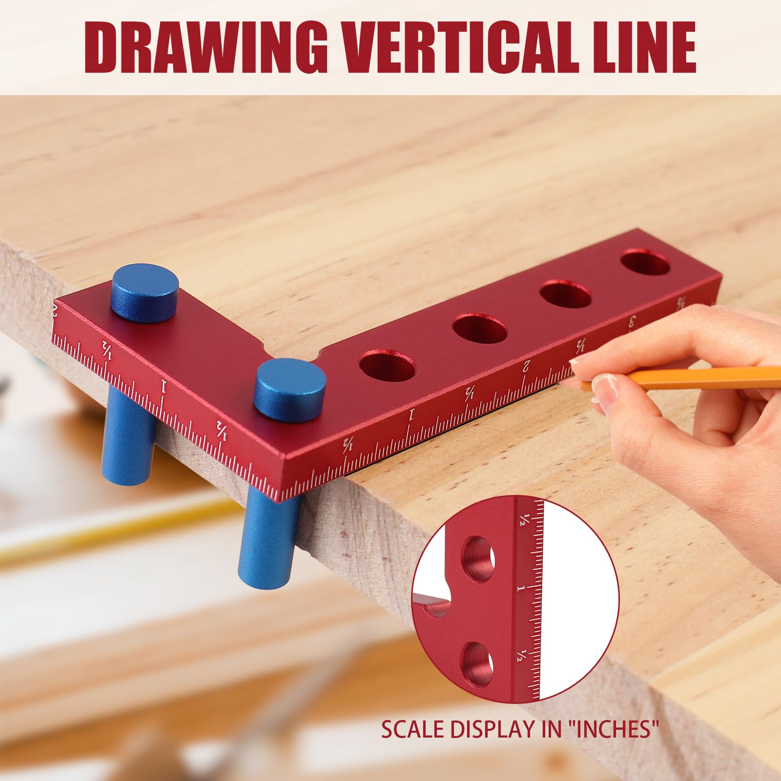 Small Square Center Finder - Mini Square Tool with Center Line Marking Hole, 90 Degree Precision Measuring Woodworking Ruler, Carpenter Engineering, Imperial Layout Ruler — Amazon image 5