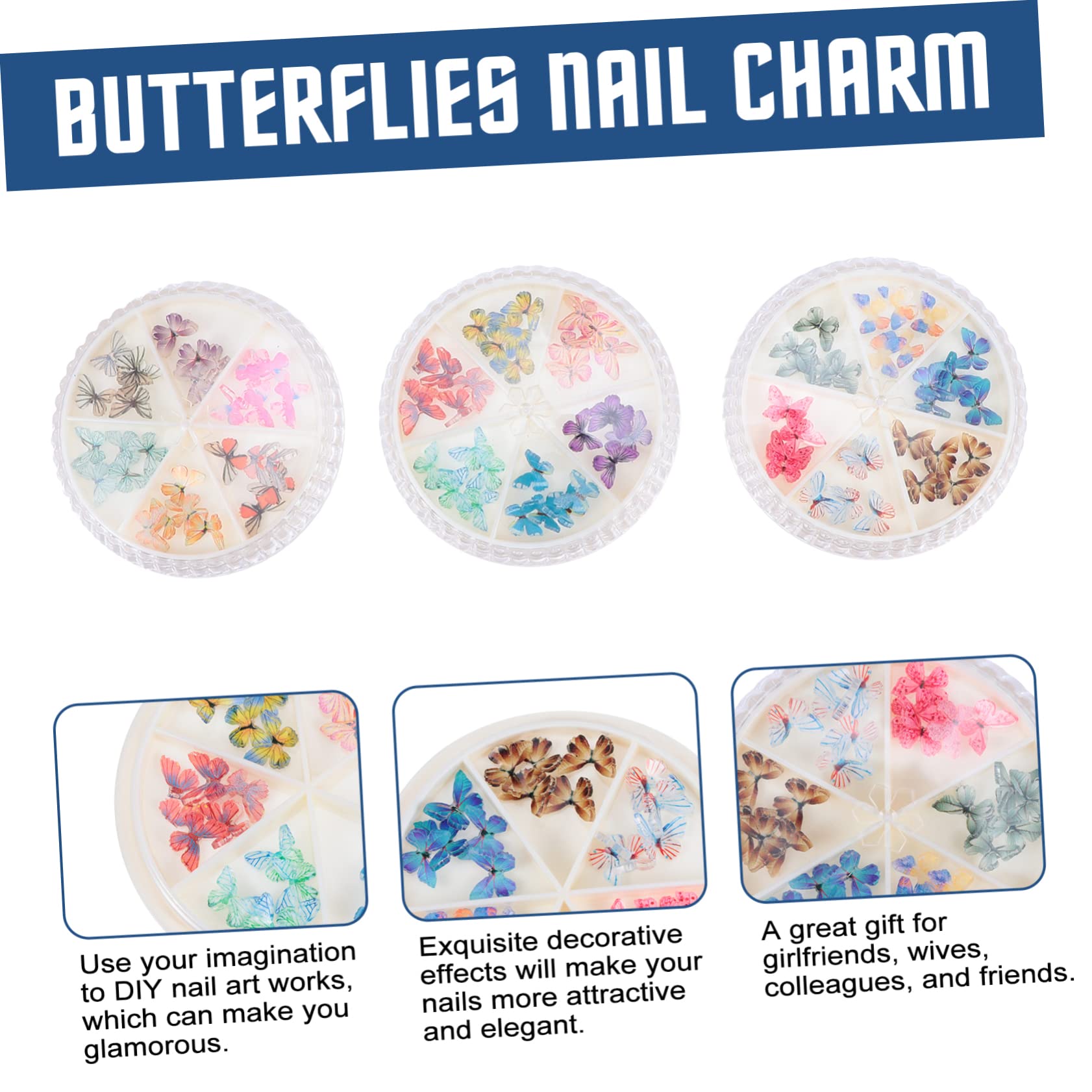 3 Set Decorazioni Unghie Farfalle Adesivi Per Nail Art Creativi Ciondoli Unici Per Manicure E Te Per Amanti Del Nail Design 3 Scatole*3