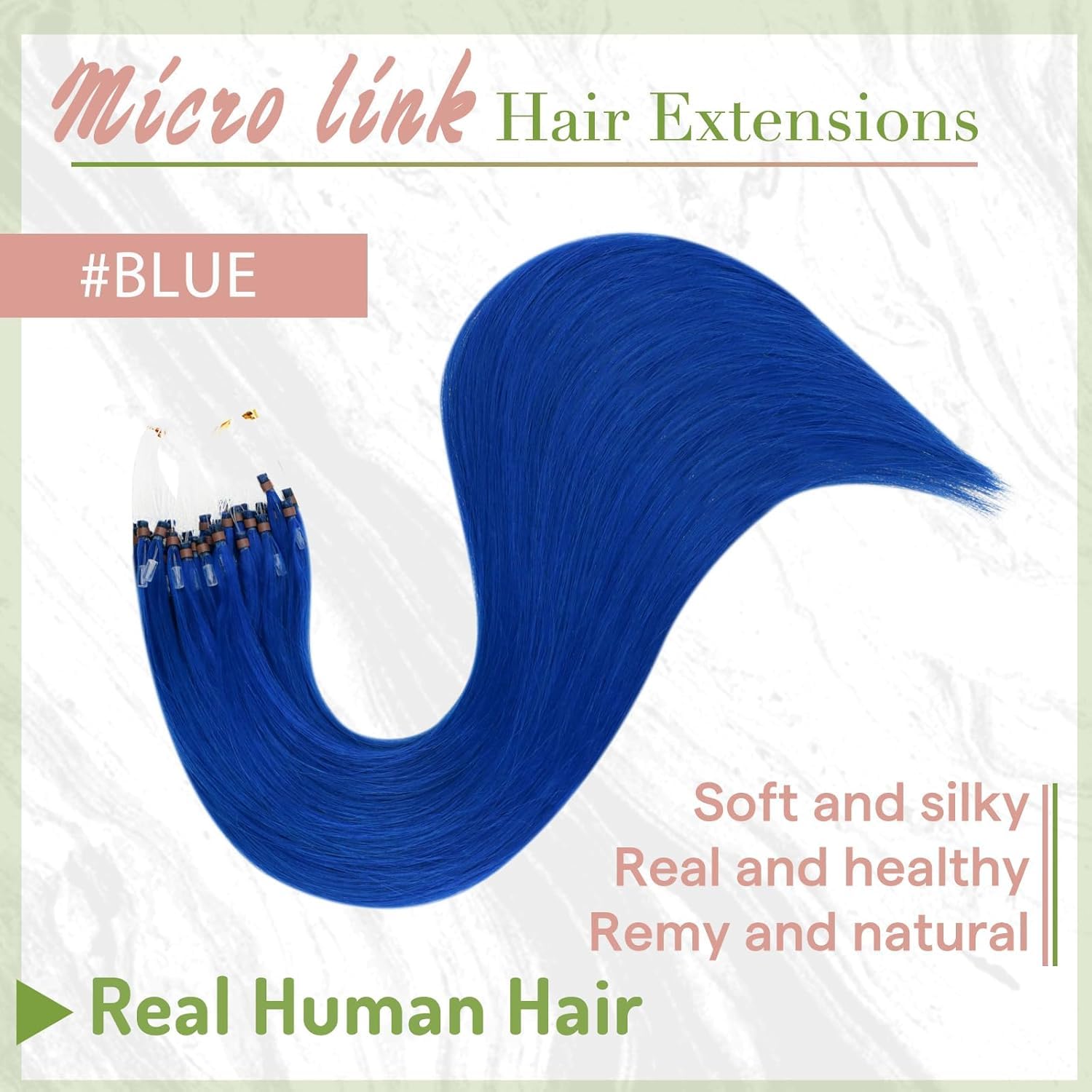 RUNATURE Micro Beads Hair Extensions Real Hair Purple Remy Micro Ring Hair Extensions Invisible Remy Straight Micro Hair 14 Inch 25g/25strands #Purple — view 187