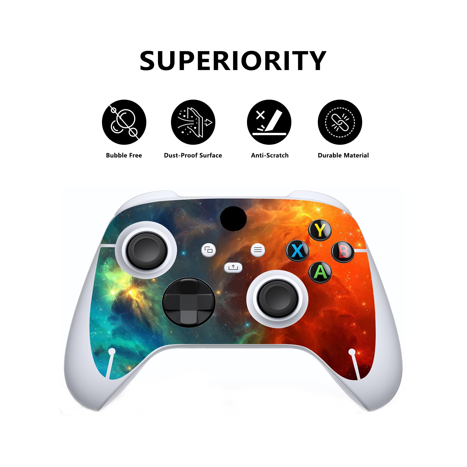 playvital Orange Star Universe Custom Vinyl Skins for Xbox Series S, Wrap Decal Cover Stickers for Xbox Series S Console Controller — view 2