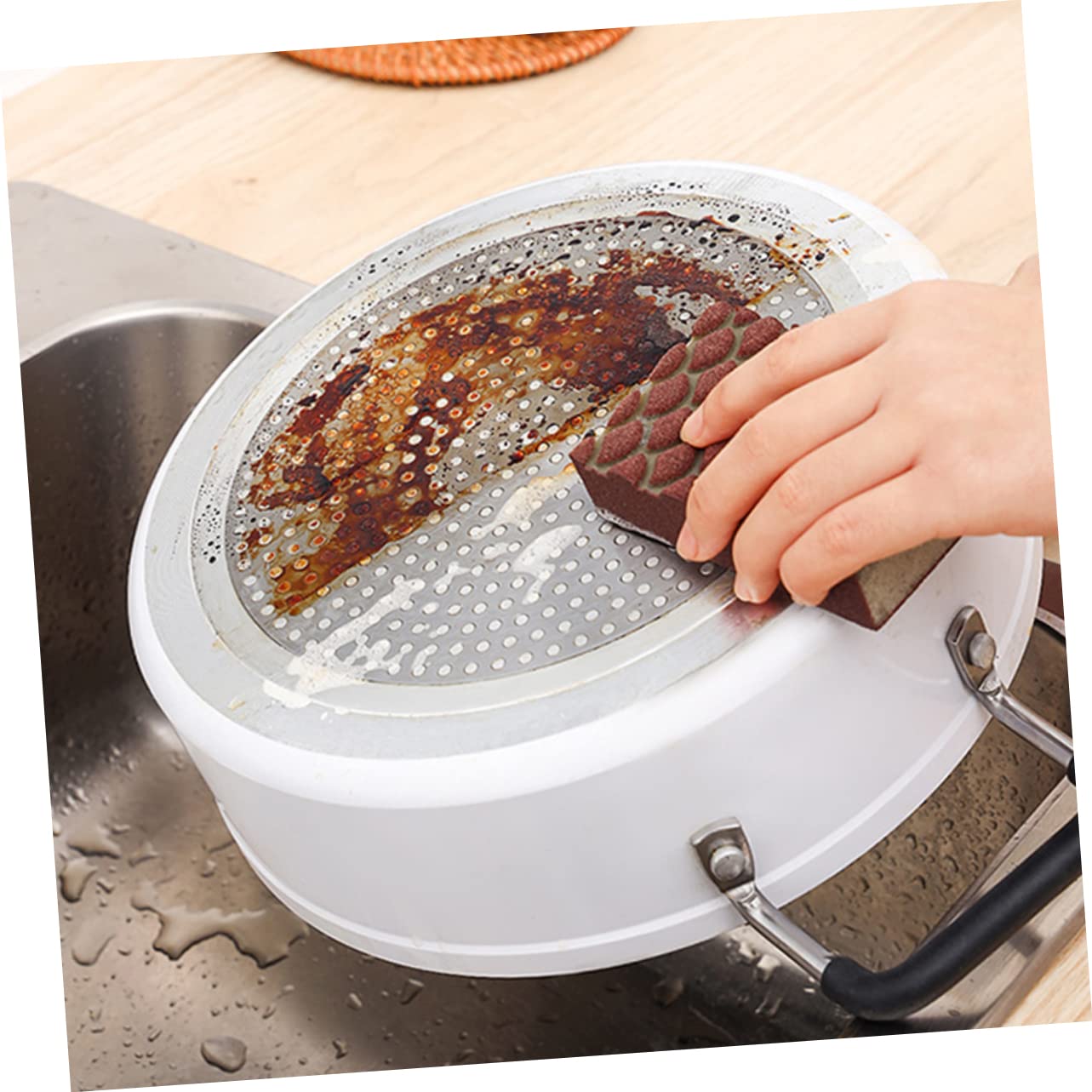 Didiseaon 5 Set Smeriglio Di Squame Di Pesce Spugna Per Piatti in Pietra Spugna Per Piatti Multifunzione Spugne i Spugnette i Piccola Per Strofinare Wok 2 Pezzi * 5