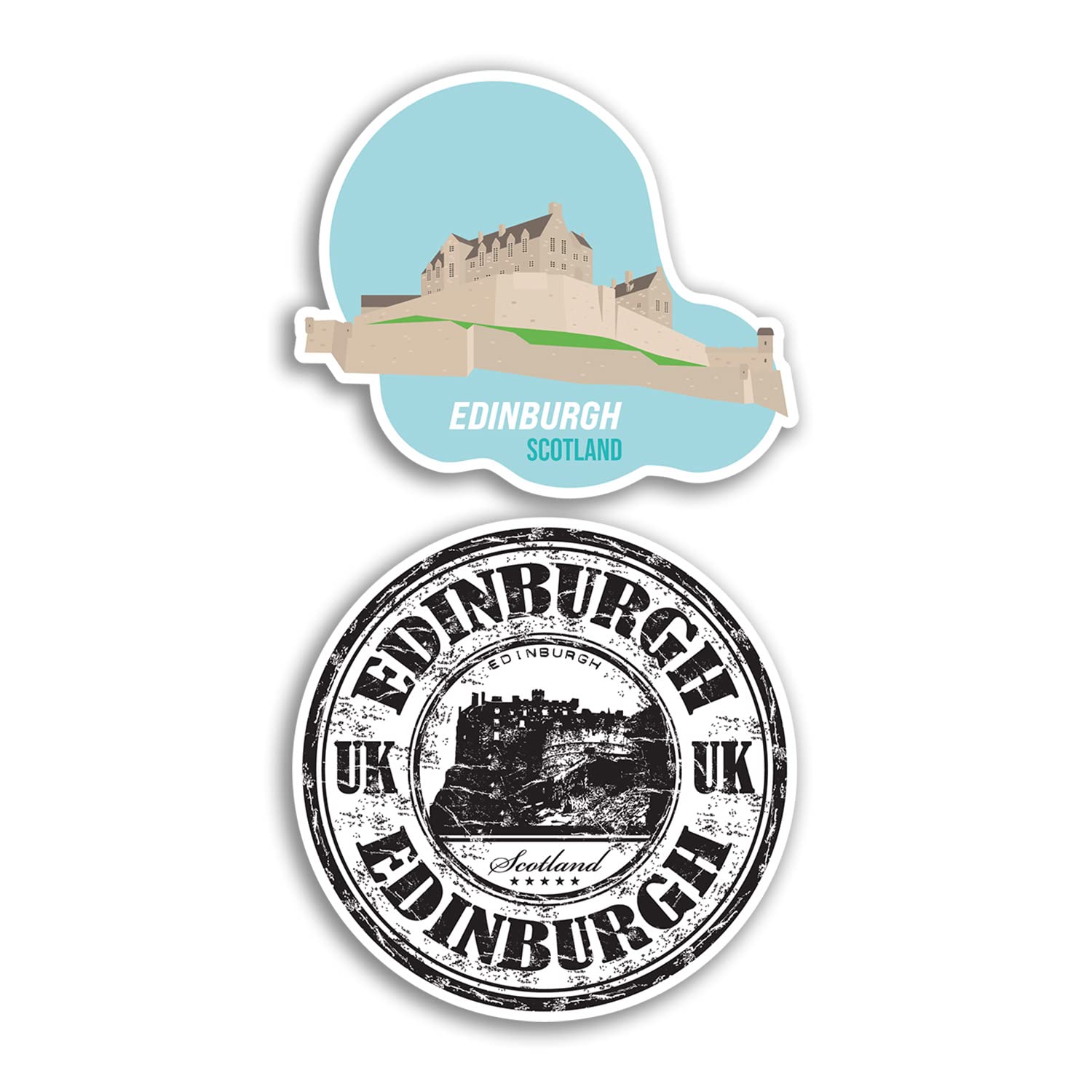 2 x 10cm Tall Edinburgh Vinyl Stickers - England Scotland Holiday Travel Gift #78561
