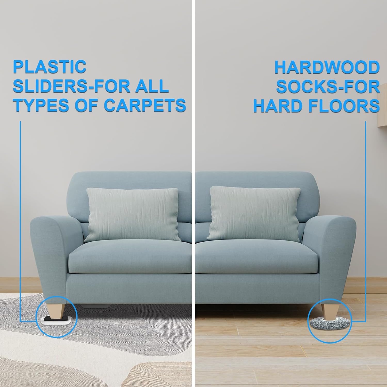 New Upgrade Furniture Sliders, Multi-Surface 3-in-1 Furniture Movers Sliders, Heavy Moving Pads with 8PCS 4.3" Carpet Sliders+4PCS Hard Floor Socks+1 Lifter, Protect Floor and Easily Move Furniture