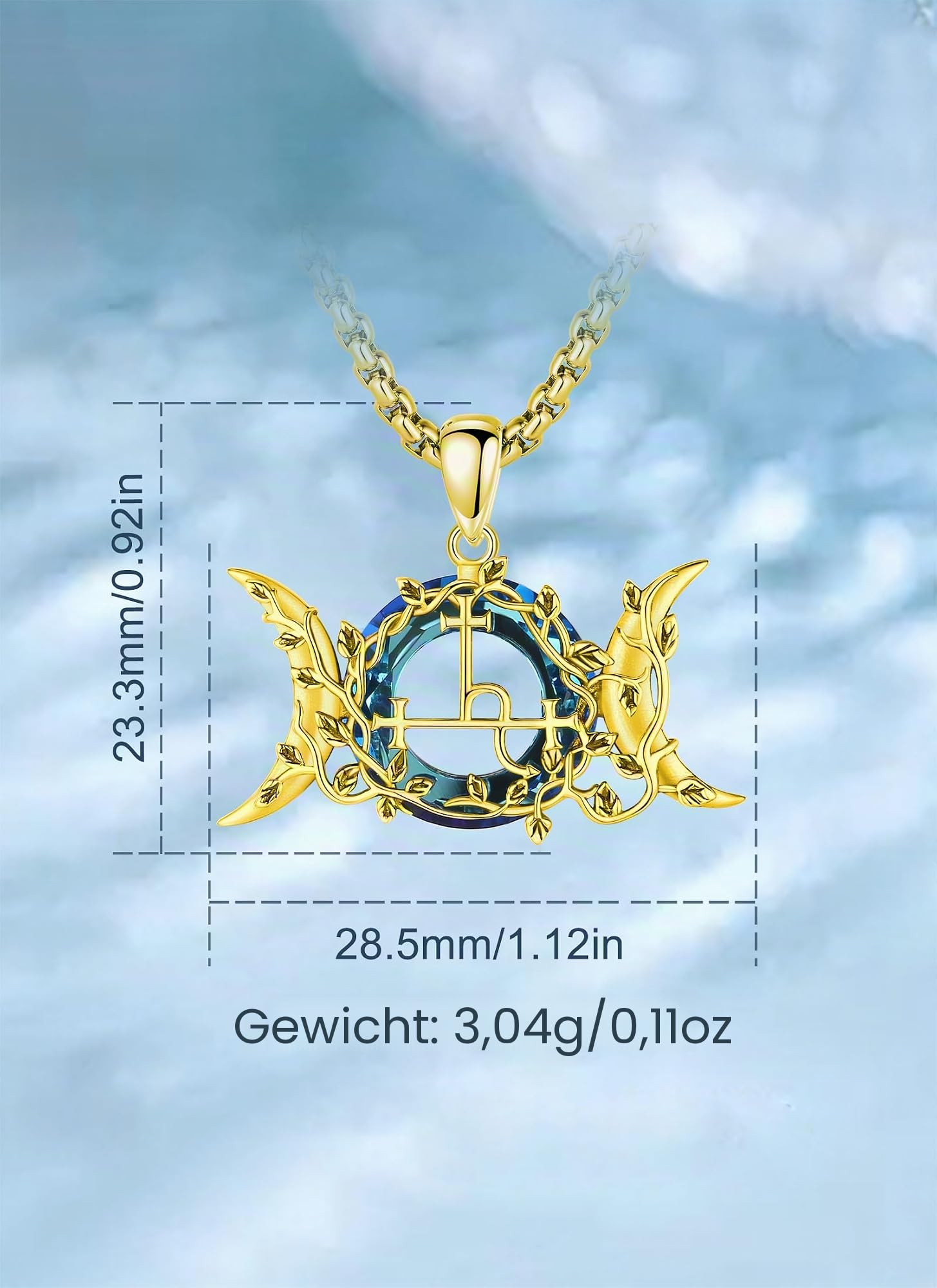 CELESTIA Mondgöttin Siegel der Lilith Halskette Hexe Lilith Kette Silber 925 Wicca Hexen Schmuck Hexerei Amulett Esoterik Geschenk für Frauen Maman Freundin