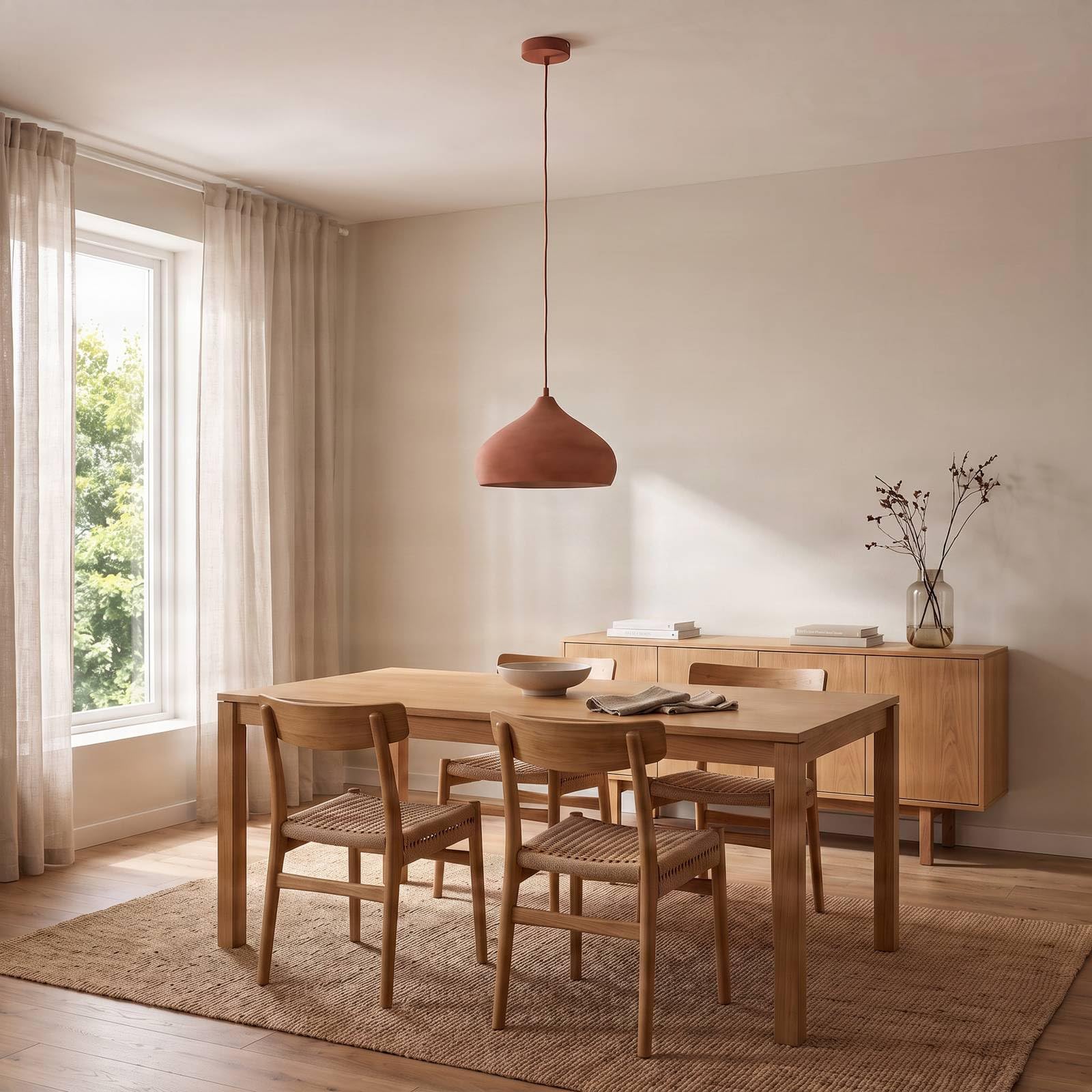 Lindby Suspension en béton Fiona à intensité variable (Méditerranéen) Terracotta e. a. pour Salon & Salle manger (1 lampe,à E27), Luminaire Lampe Plafond Plafonnier