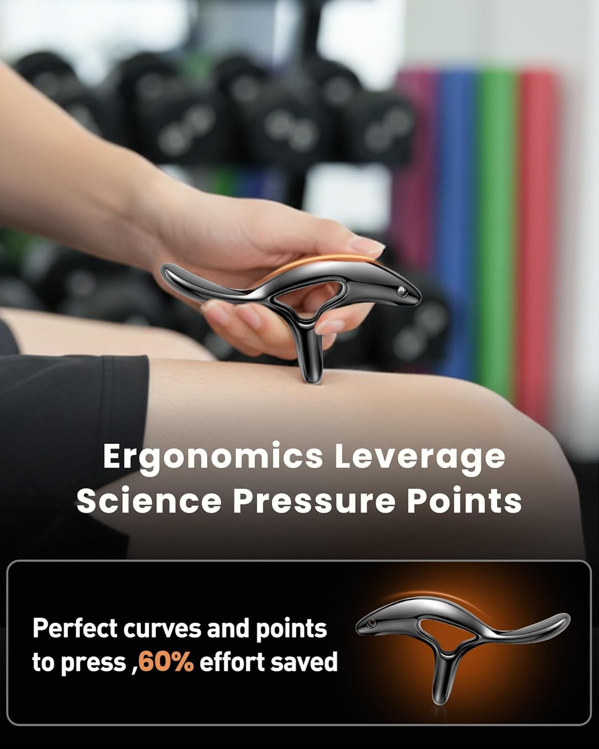 lifechill Trigger Point Massage Tool for Deep Tissue Pain Relief, Gua Sha & Muscle Scraper Tool for Full Body, Thumb Saver Acupressure Tool Relieve Plantar Fasciitis, Black - Image 6