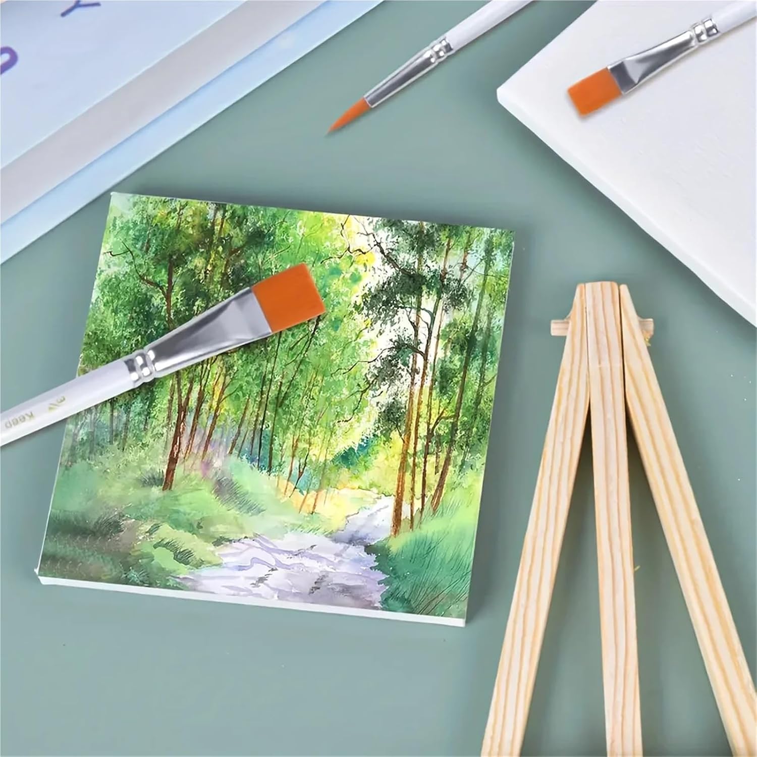 Sturdy 6/12/20pcs Mini Canvas and Easel Set Panels Wood Easels Drawing Oil Painting and DIY Graffiti(20pcs)