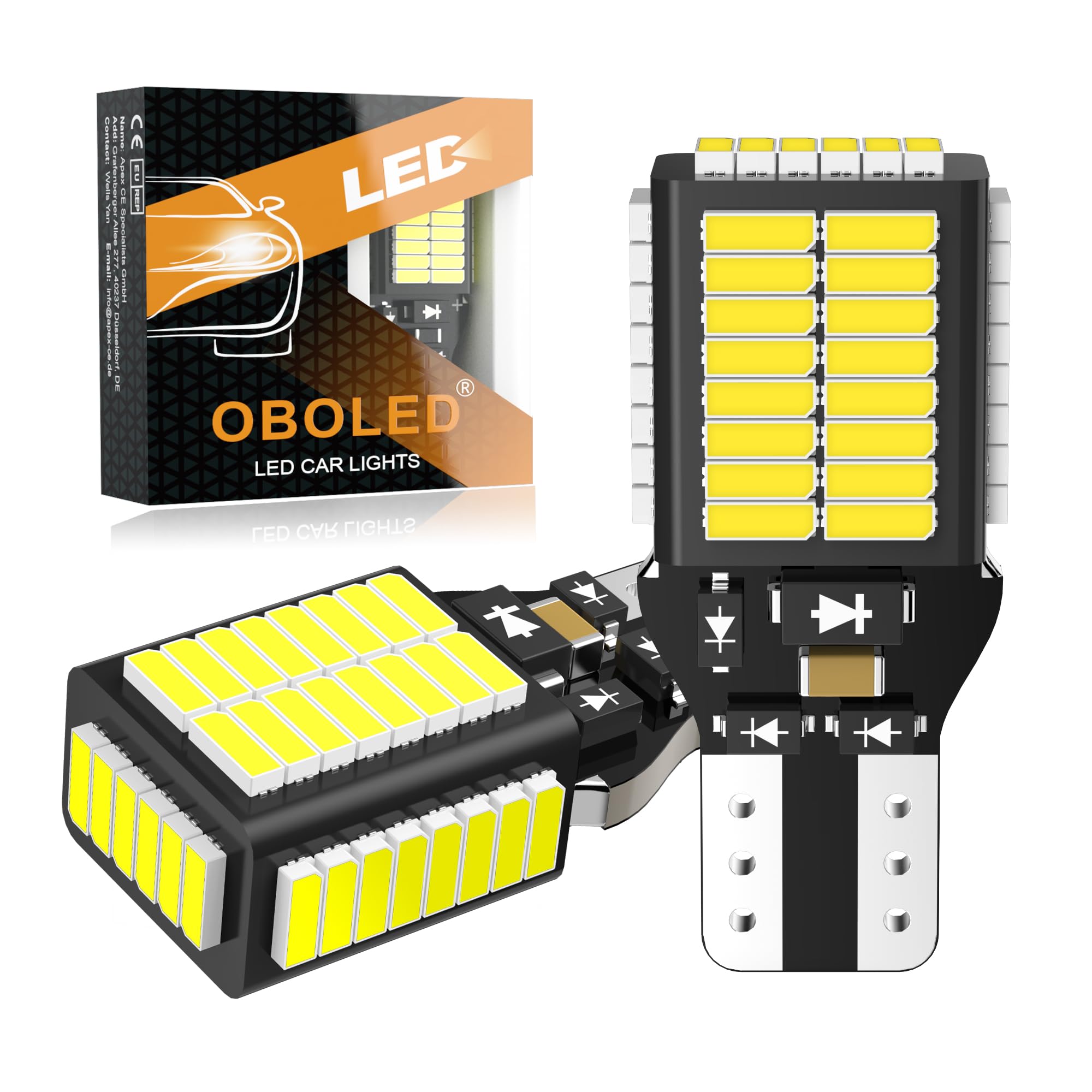 W16W T15 żarówki LED do świateł cofania CANBUS 54SMD 921 912 904 906 do samochodu światło postojowe światło cofania ksenon biały 12V 24V 2 szt